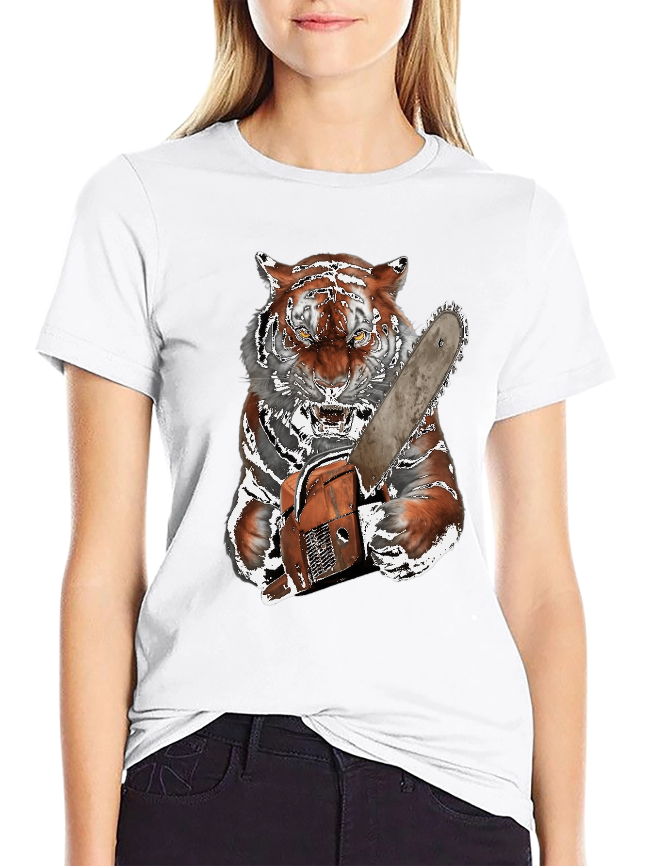 Tiger with Chainsaw Graphic Tee