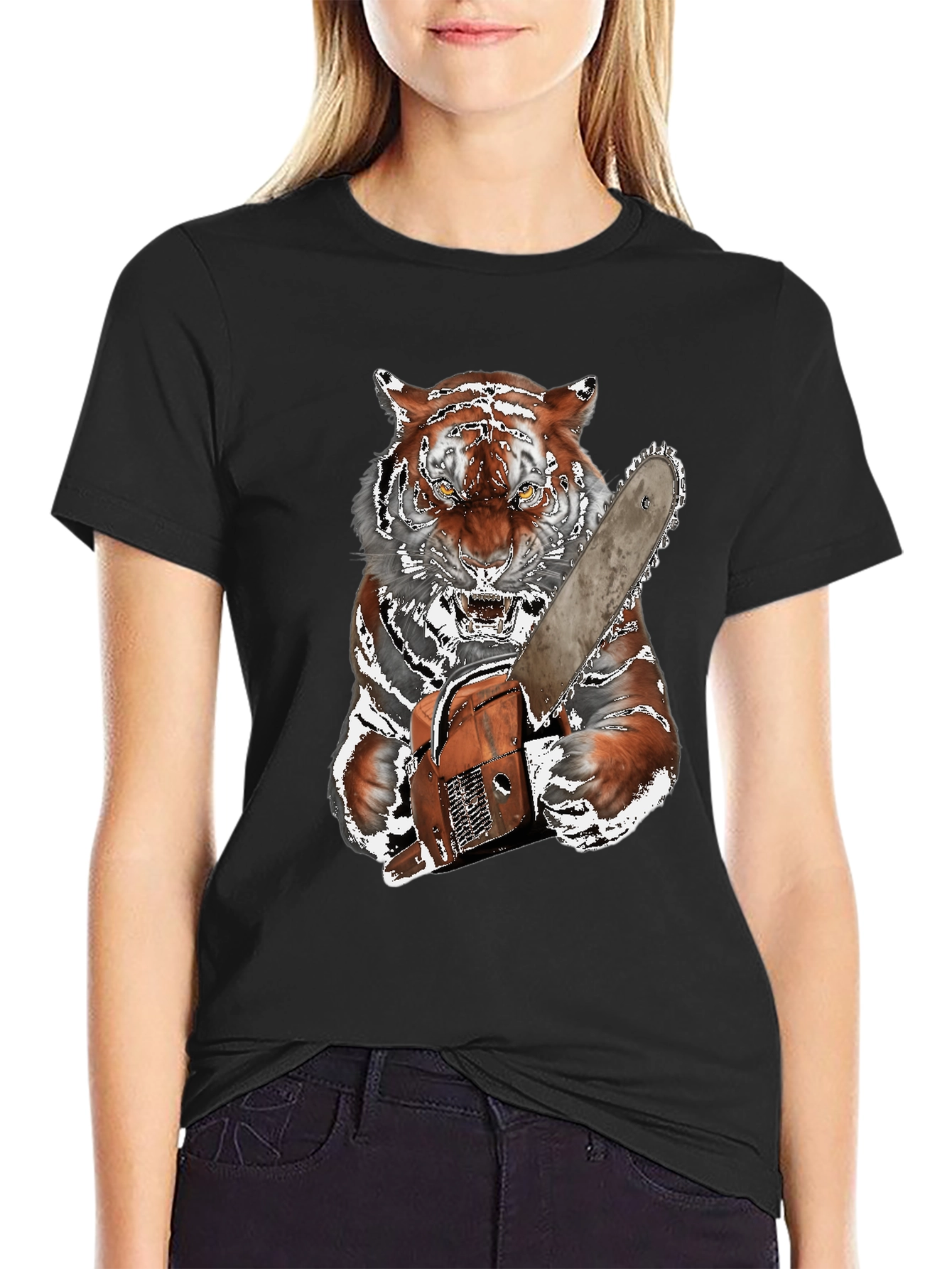 Tiger with Chainsaw Graphic Tee