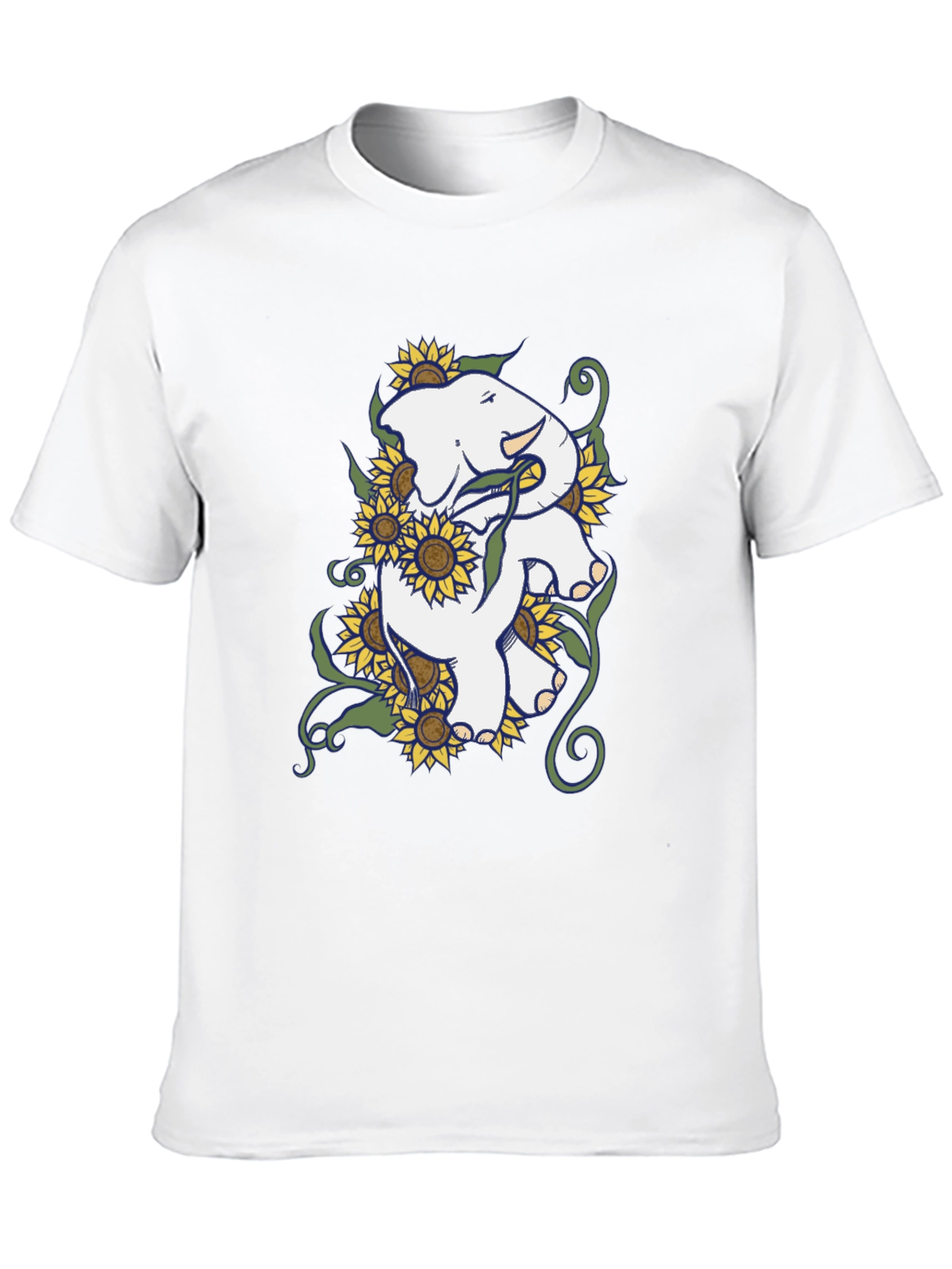 Elephant Sunflower Graphic T-Shirt