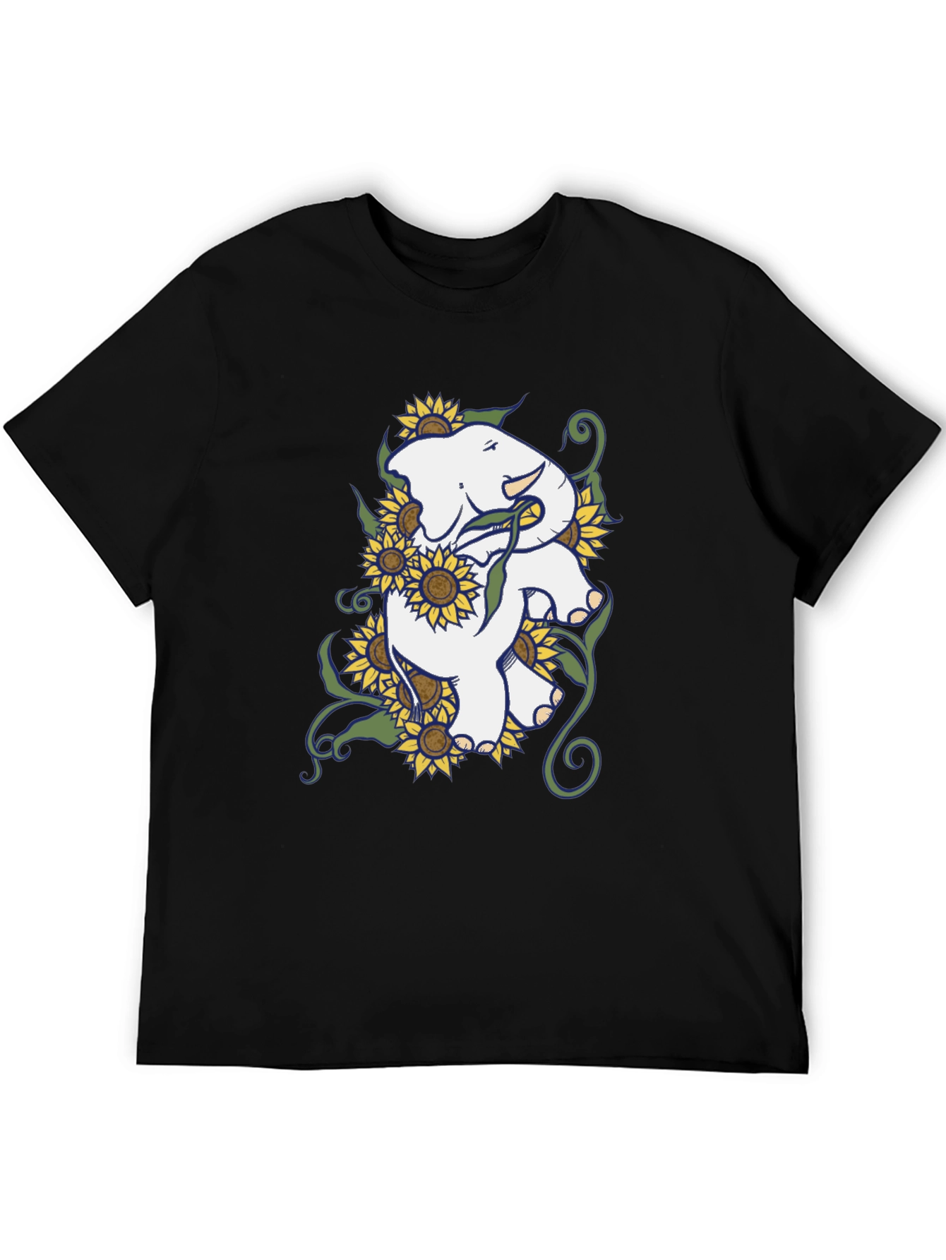Elephant Sunflower Graphic T-Shirt