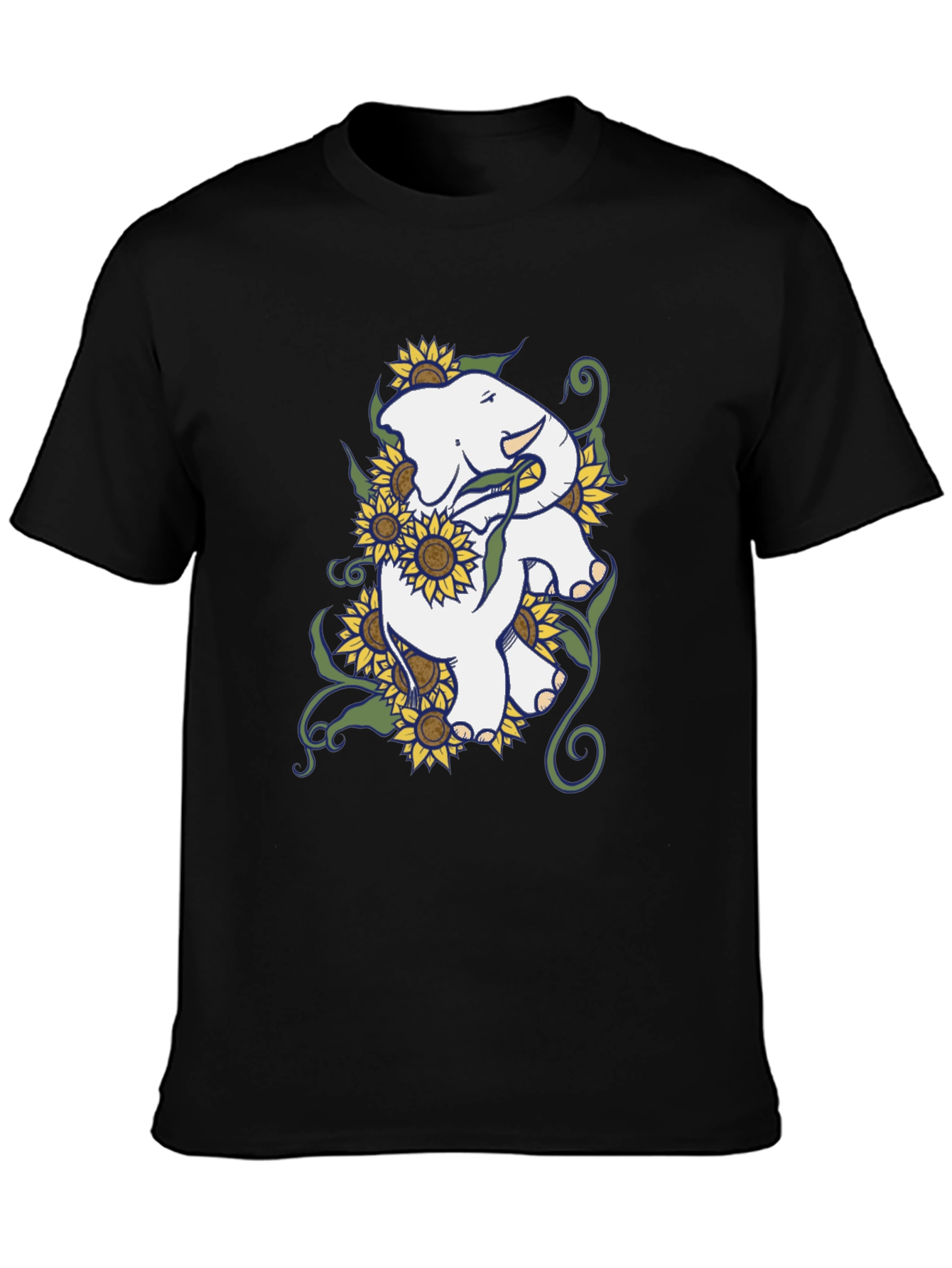 Elephant Sunflower Graphic T-Shirt