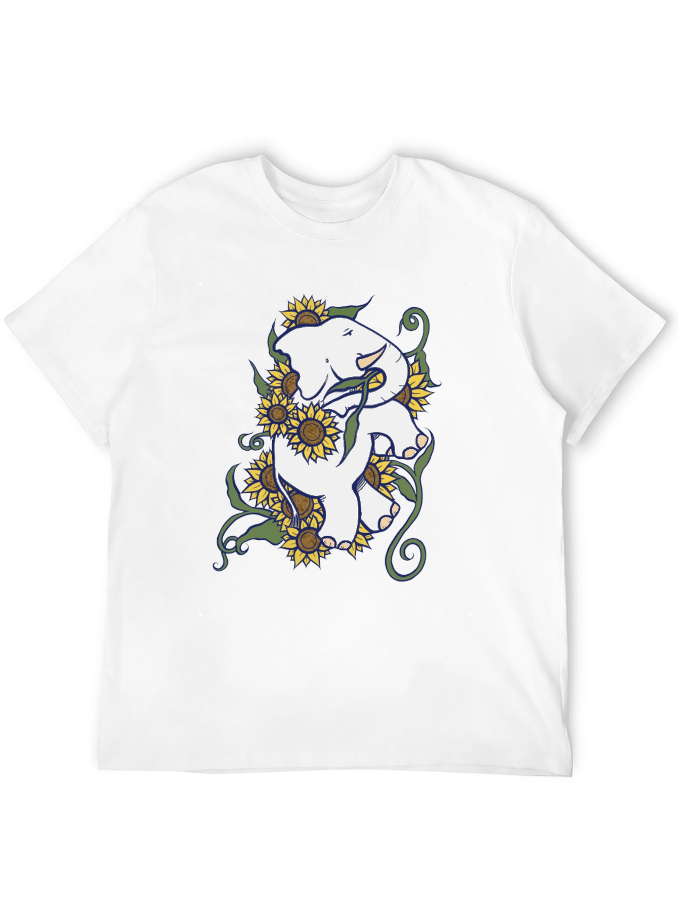 Elephant Sunflower Graphic T-Shirt