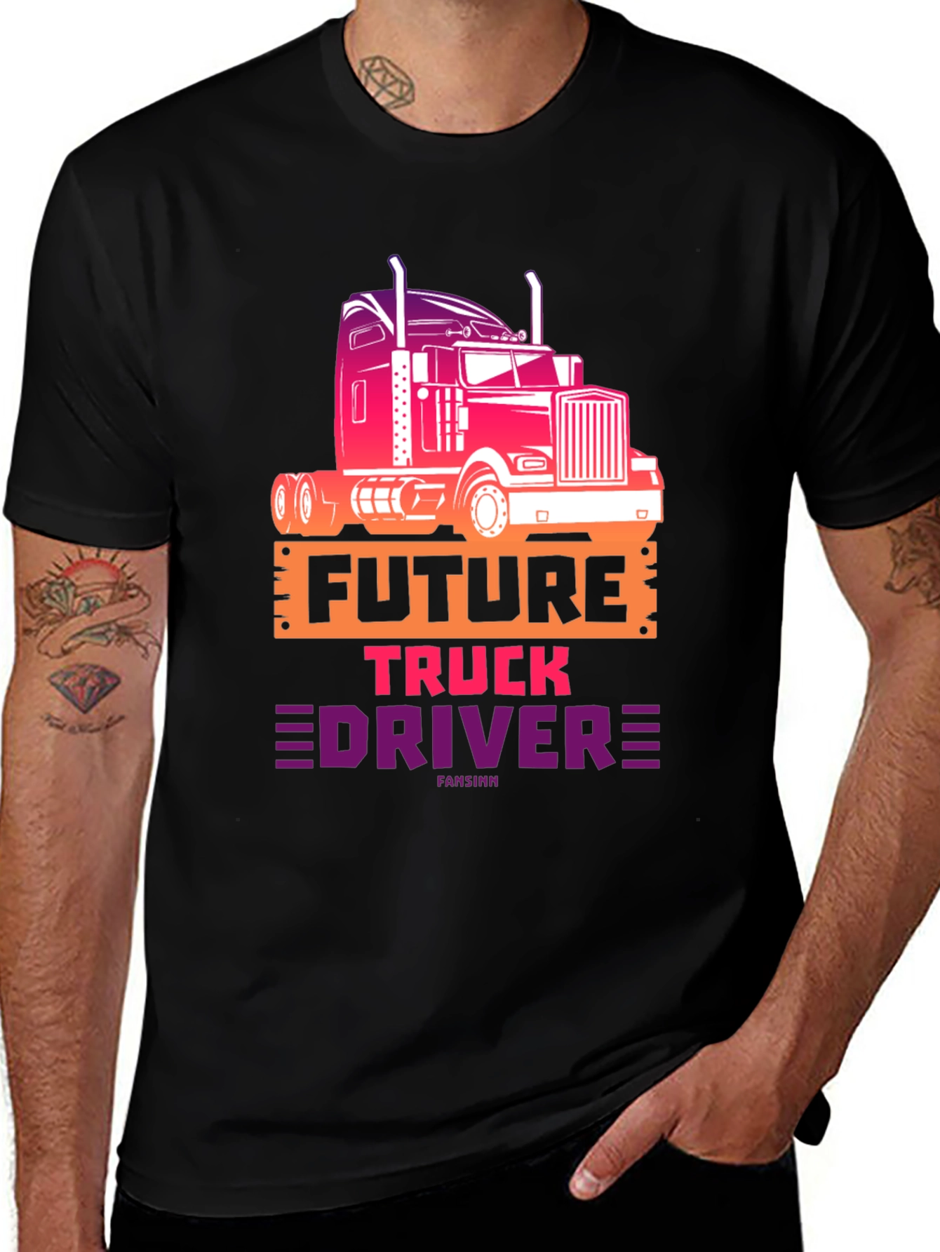 Future Truck Driver Graphic Tee - Black