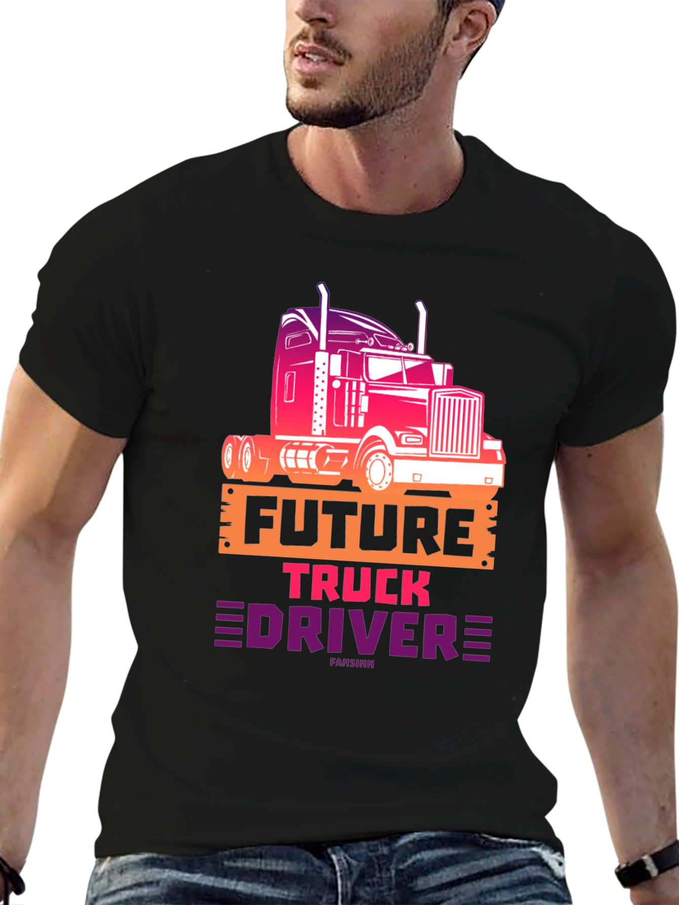 Future Truck Driver Graphic Tee - Black
