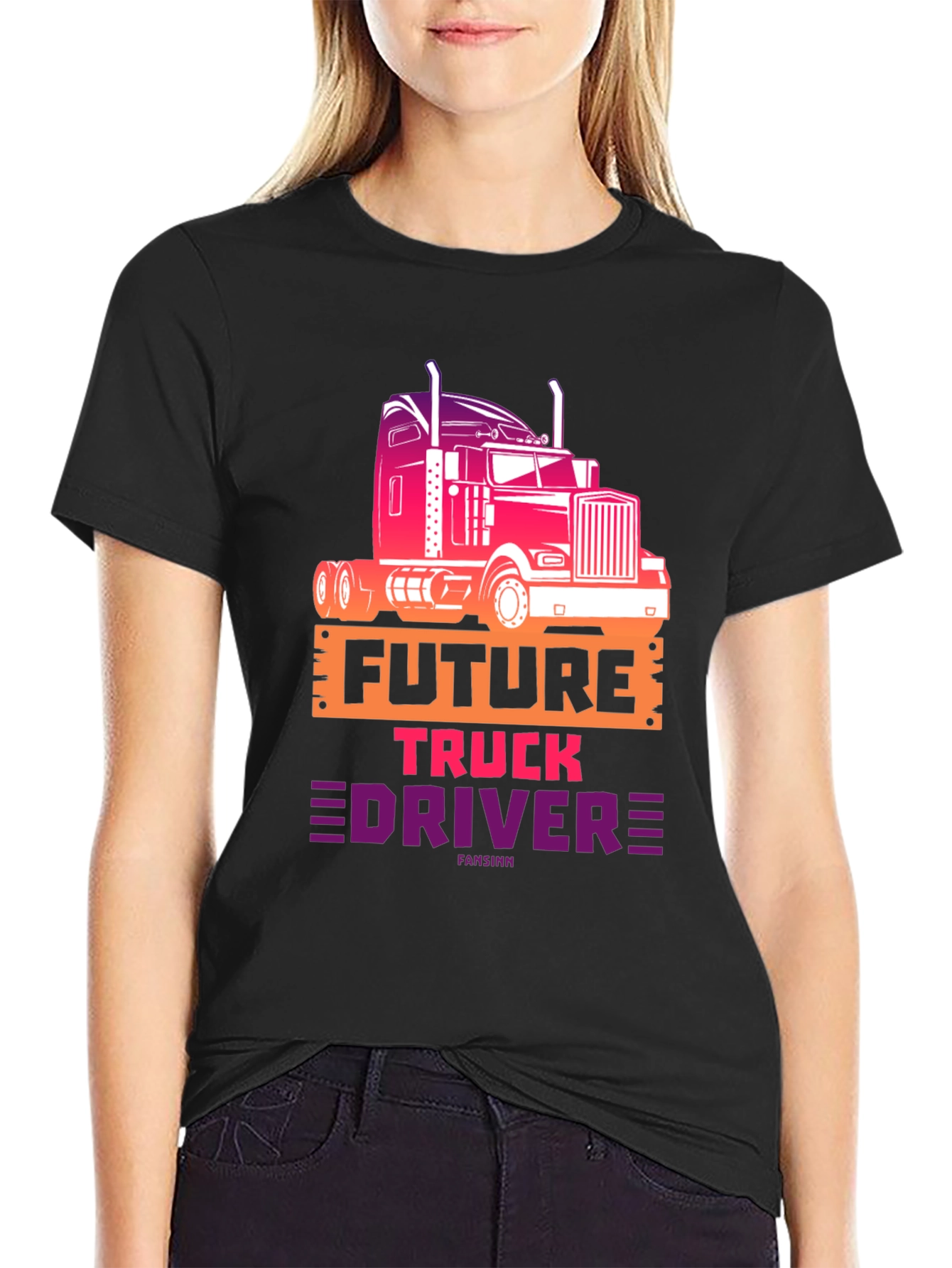 Future Truck Driver Graphic Tee - Black