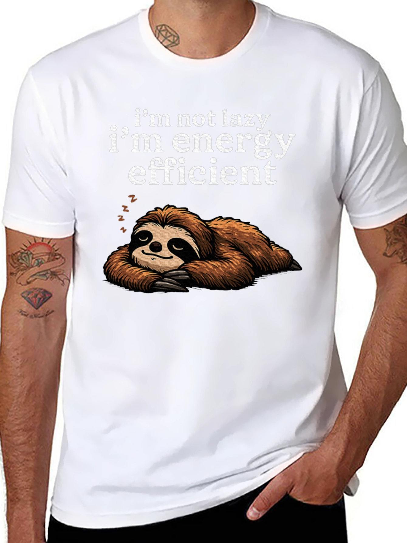 Lazy Sloth Energy Efficient Graphic T-Shirt