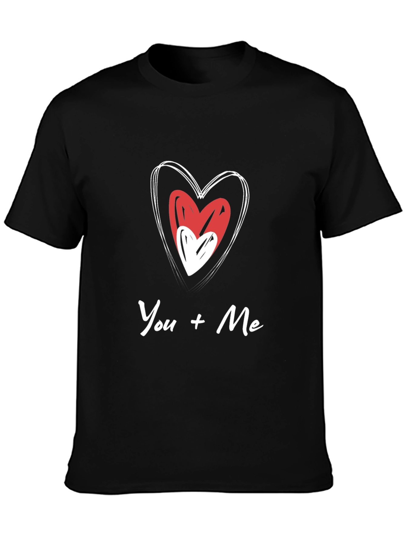 You + Me Heart Graphic Black T-Shirt