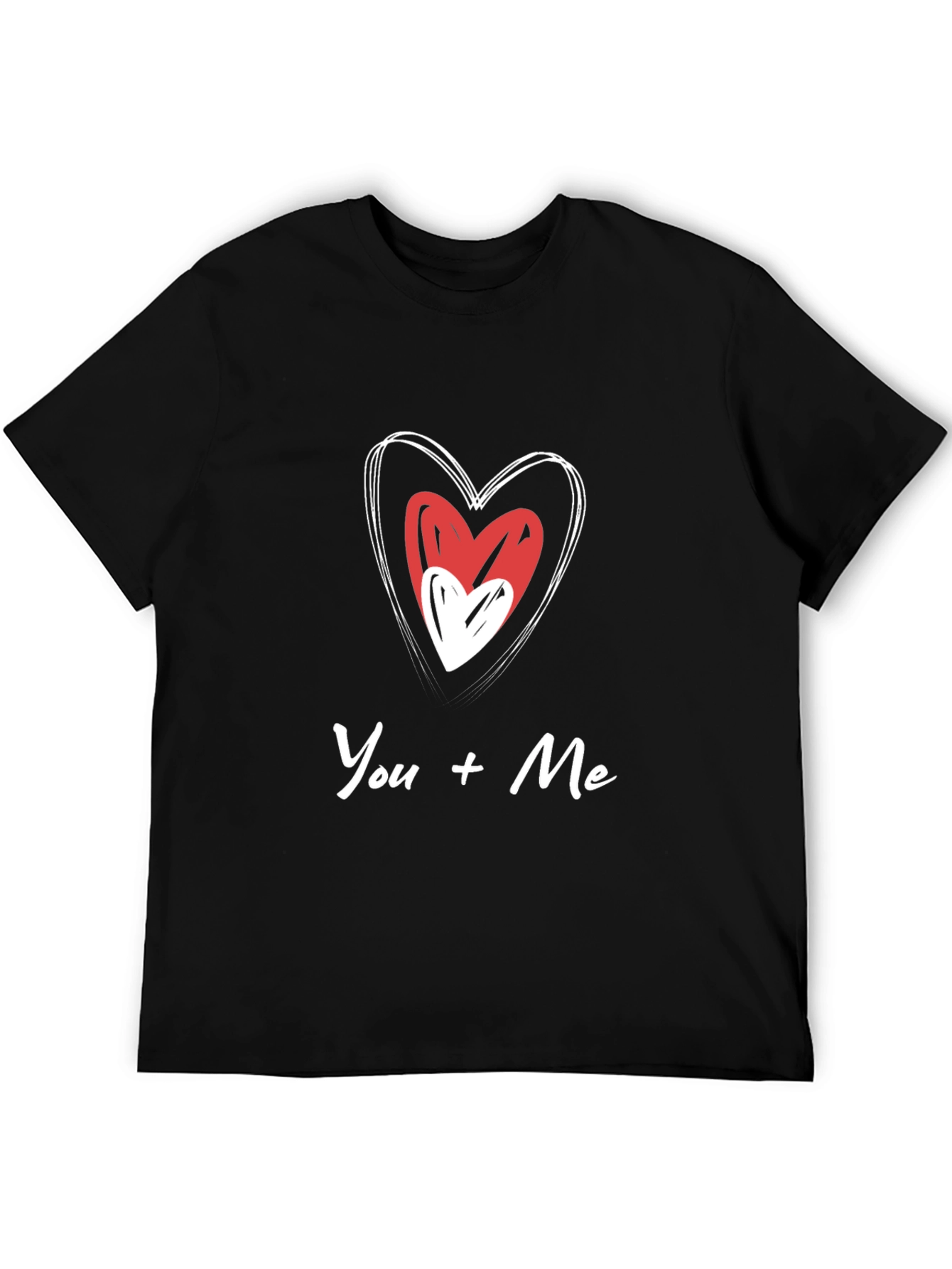 You + Me Heart Graphic Black T-Shirt