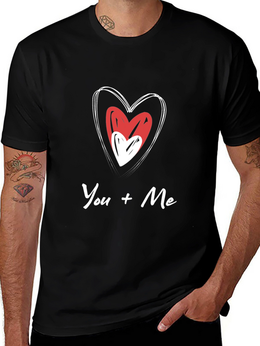 You + Me Heart Graphic Black T-Shirt
