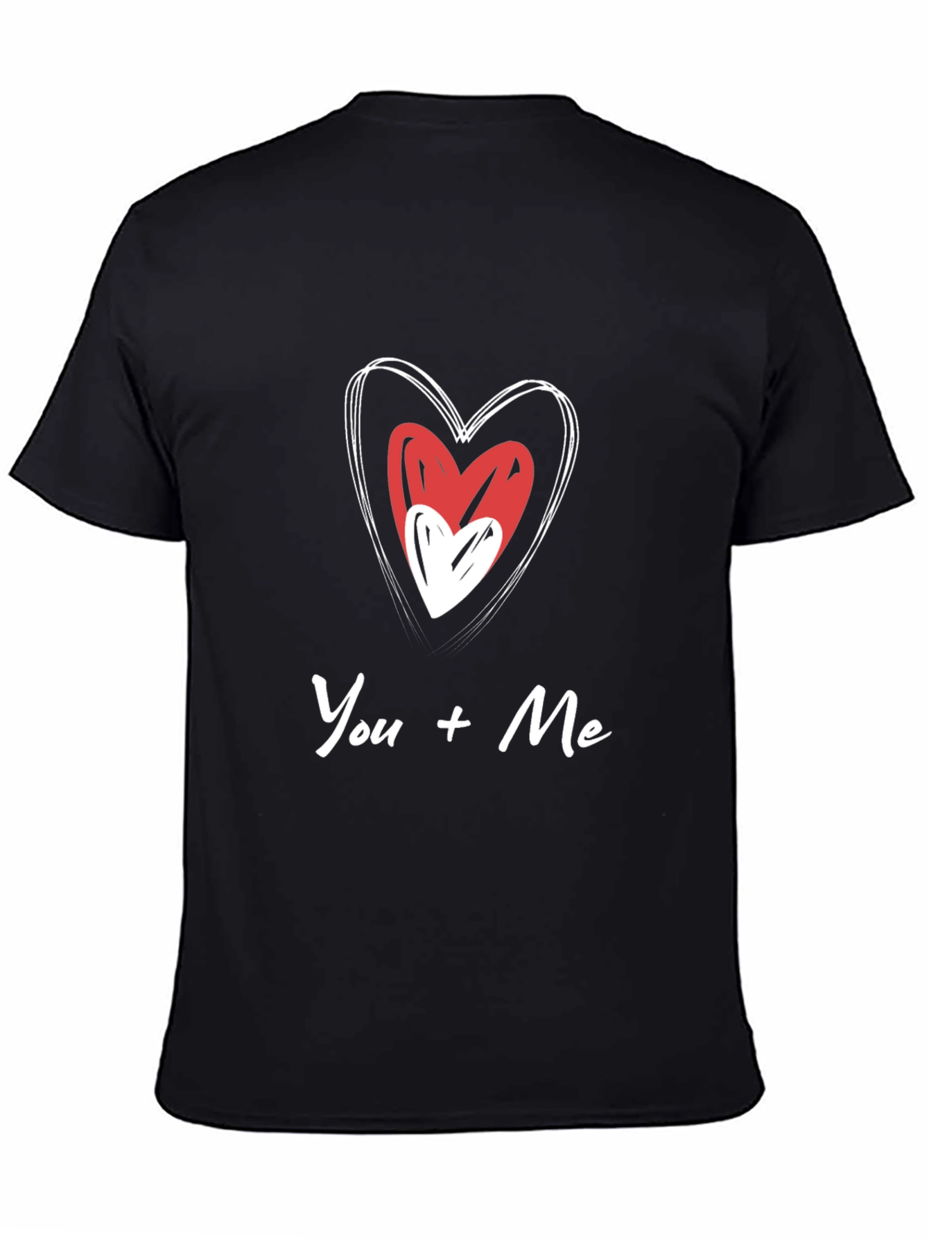 You + Me Heart Graphic Black T-Shirt