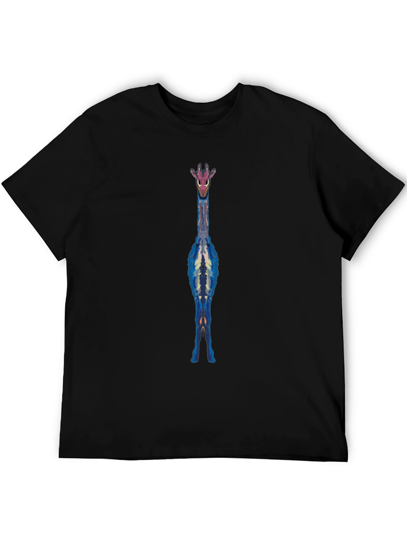 Giraffe Graphic Tee - Black Cotton Blend Casual Shirt