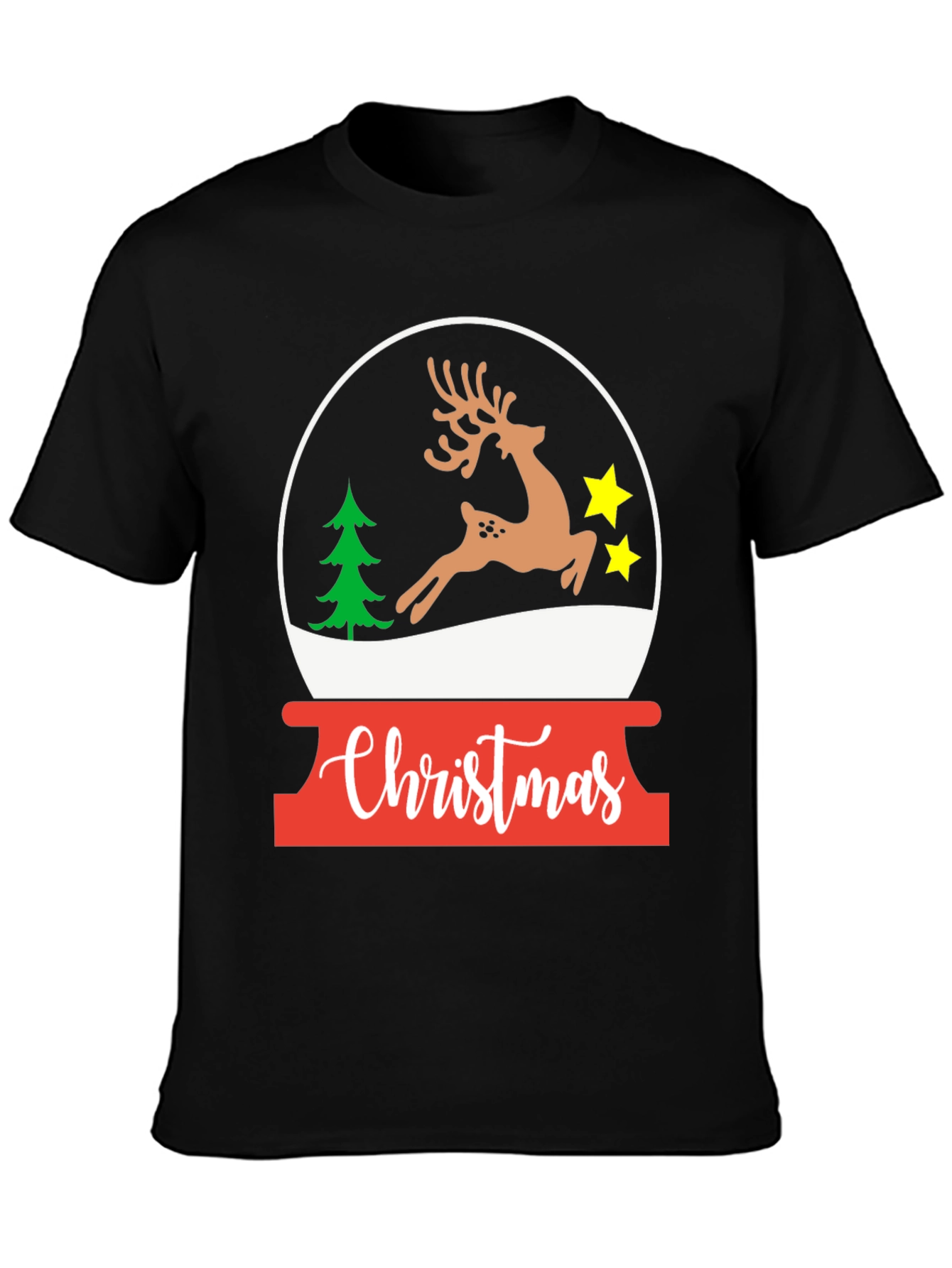 Christmas Deer Snow Globe T-Shirt - Holiday Graphic Tee