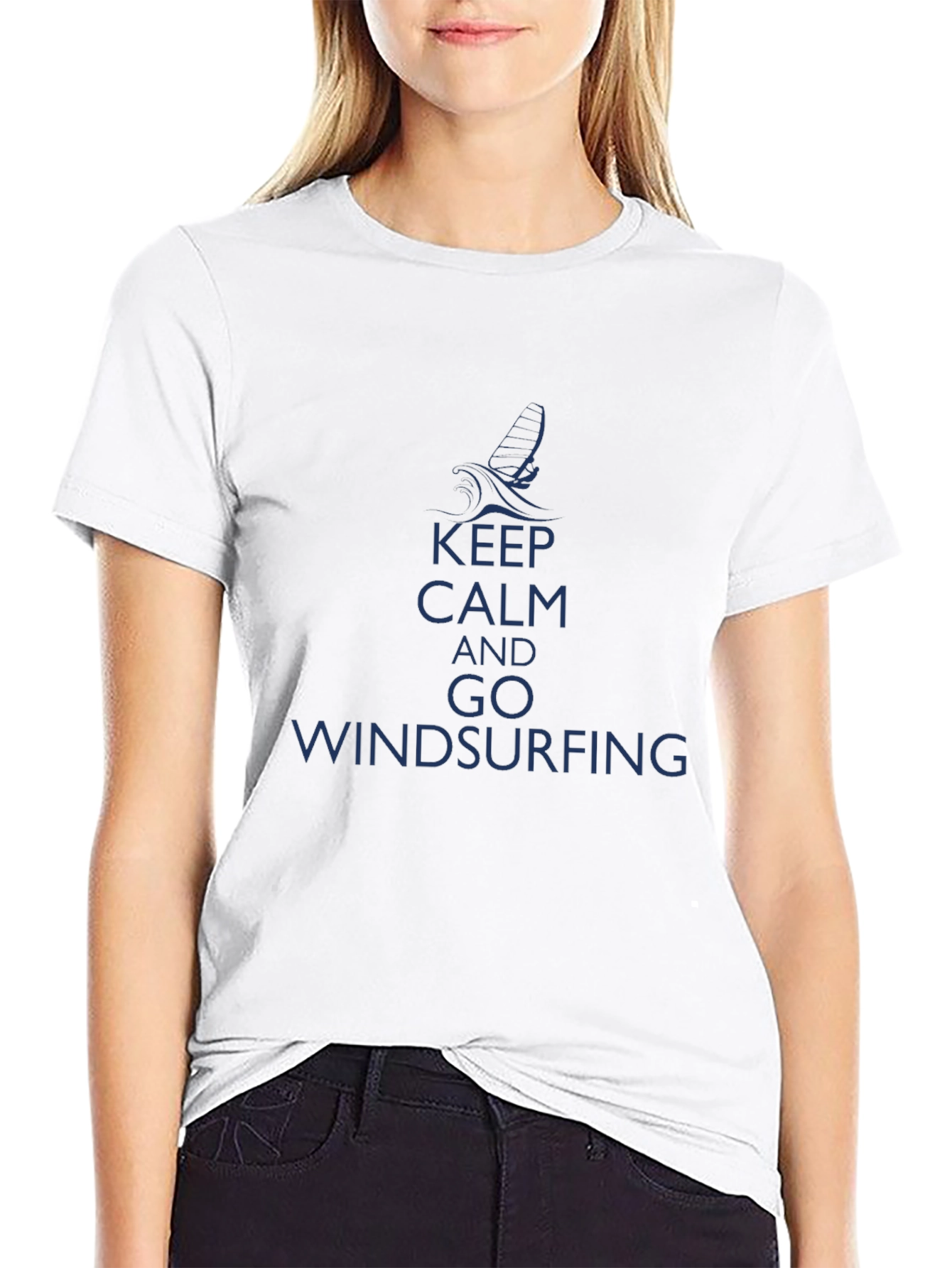 Keep Calm Windsurfing Black T-Shirt