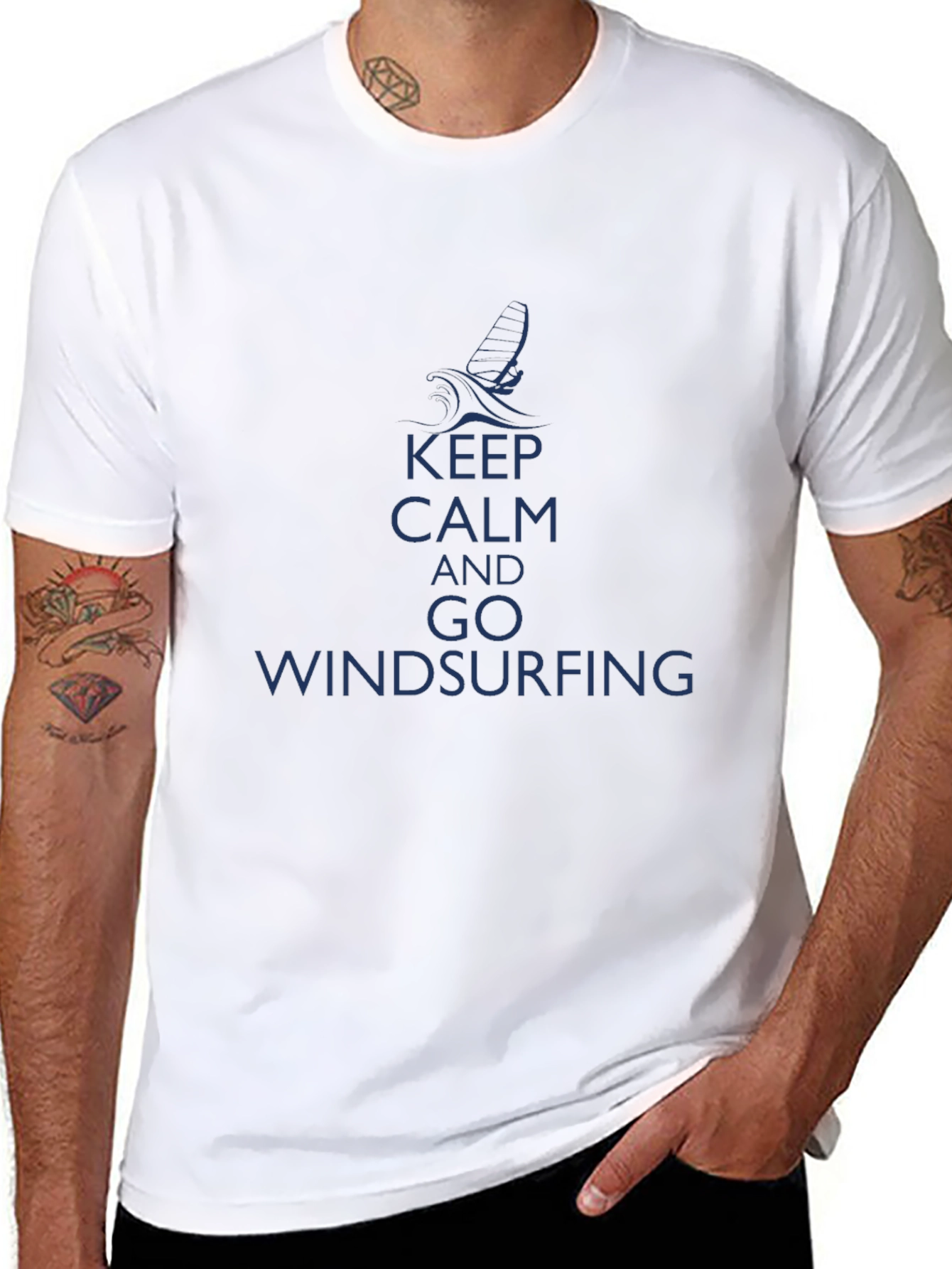 Keep Calm Windsurfing Black T-Shirt