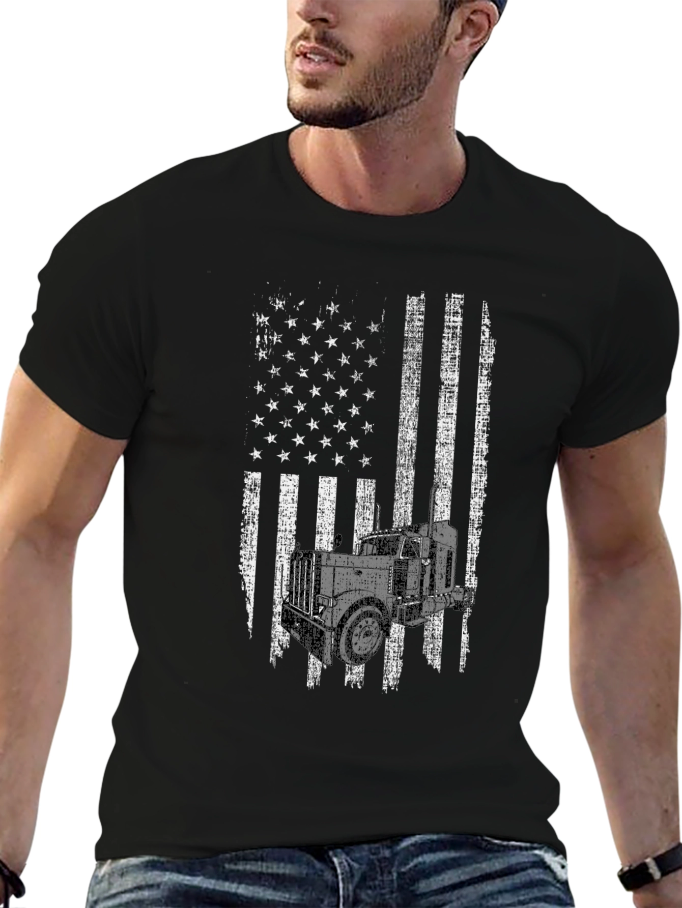 Trucker American Flag Graphic Tee