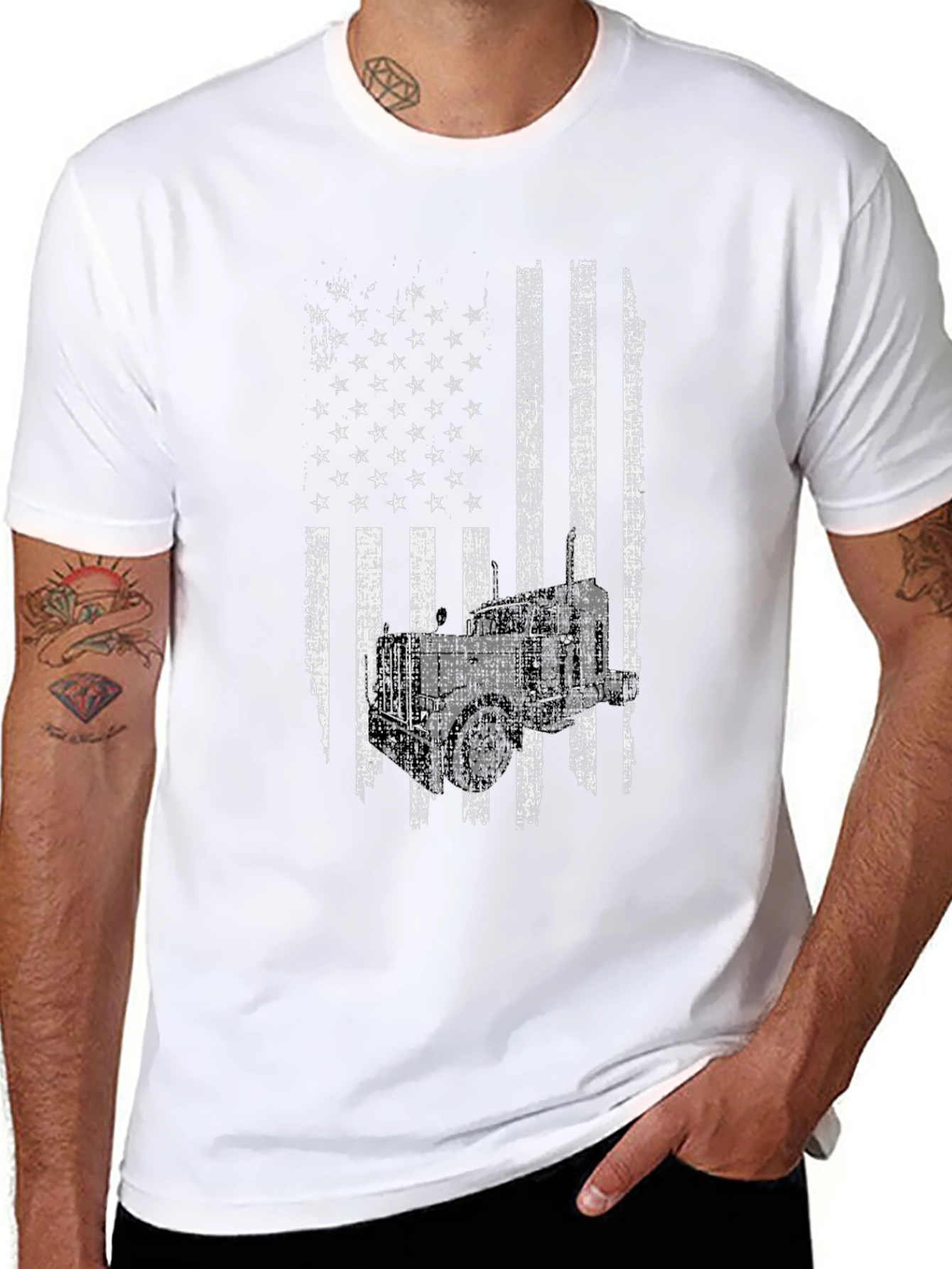 Trucker American Flag Graphic Tee