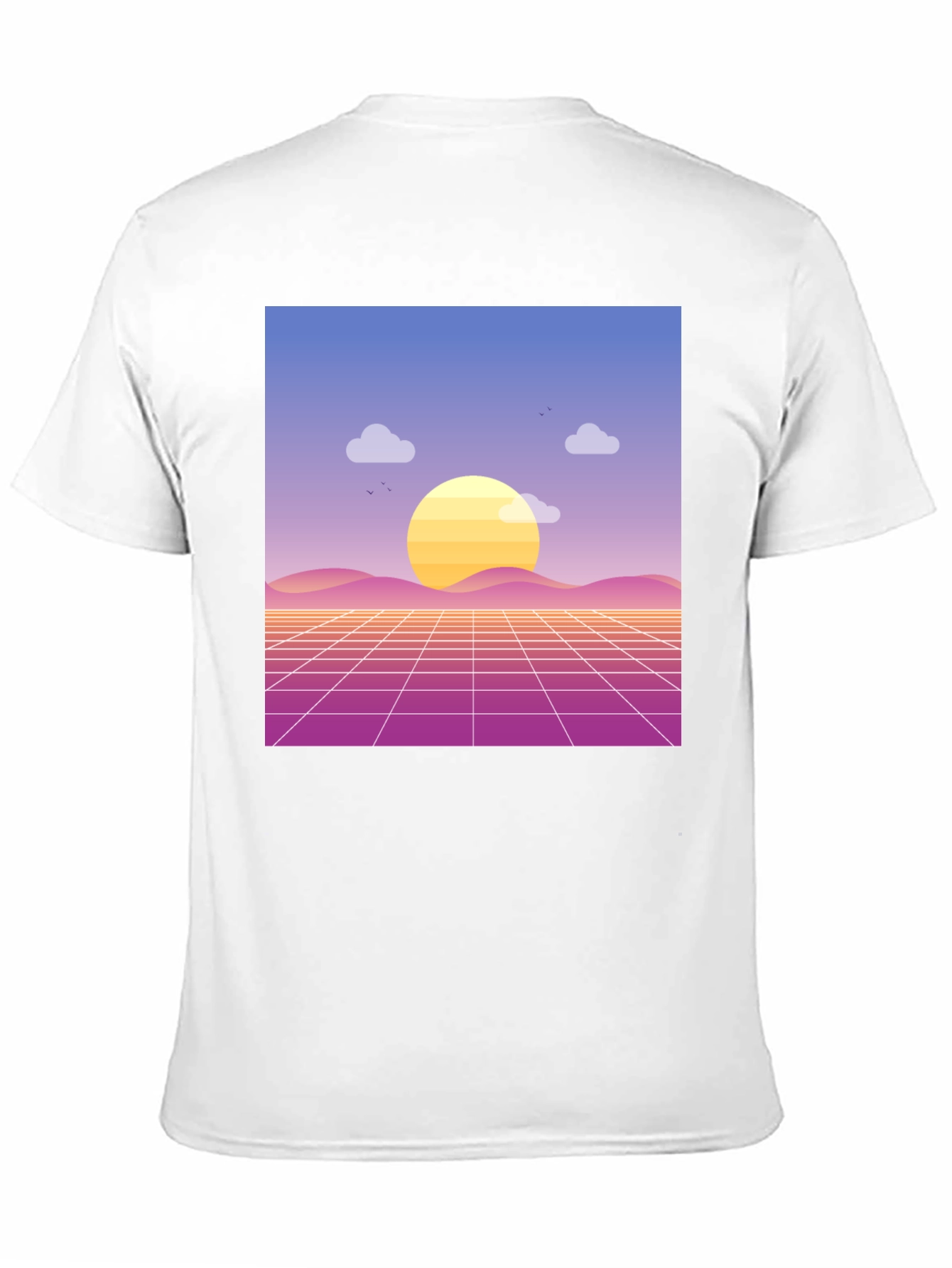 Retro Sunset Graphic Tee - Black Cotton Blend