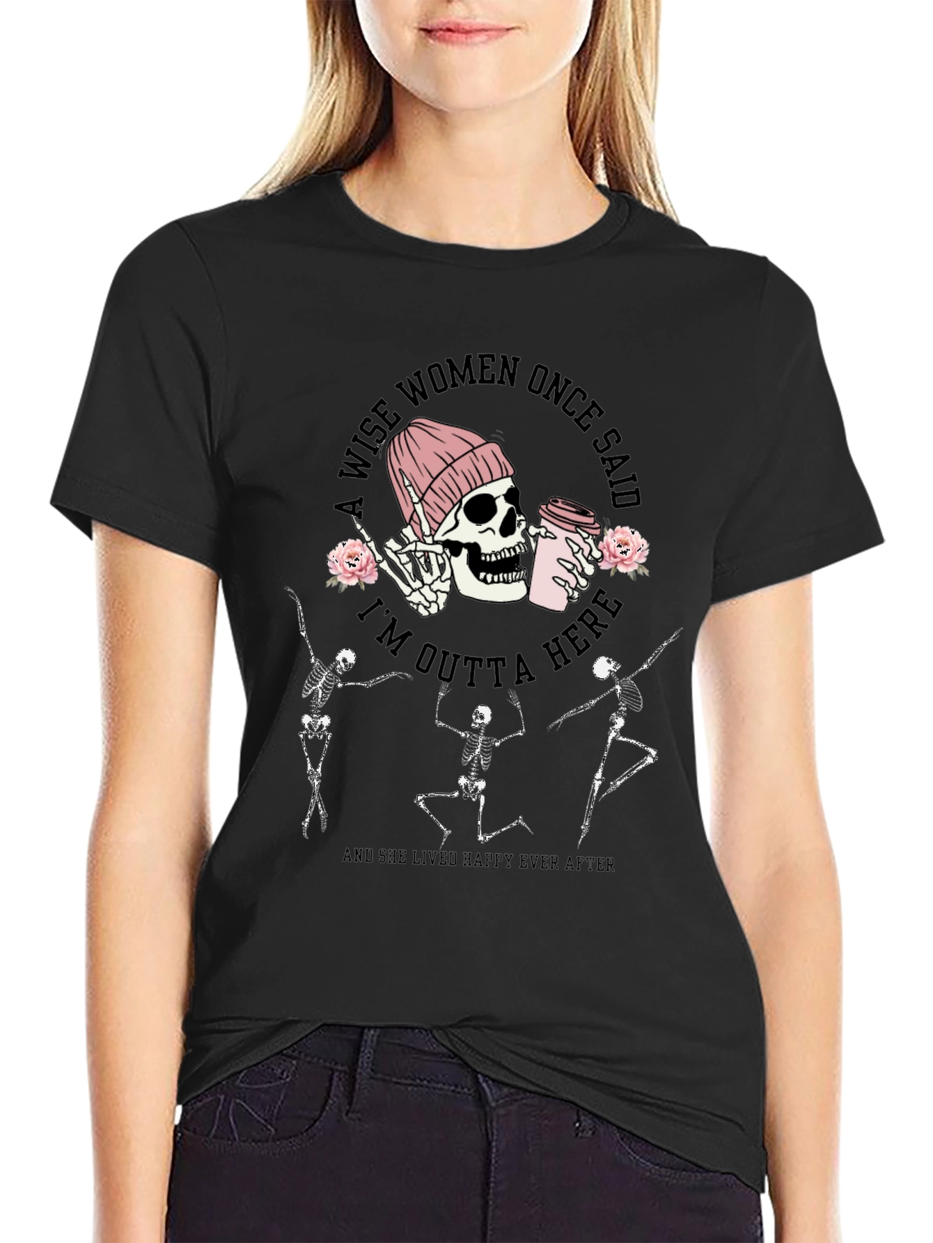 Skeleton Coffee Graphic Tee - A Wise Woman Said