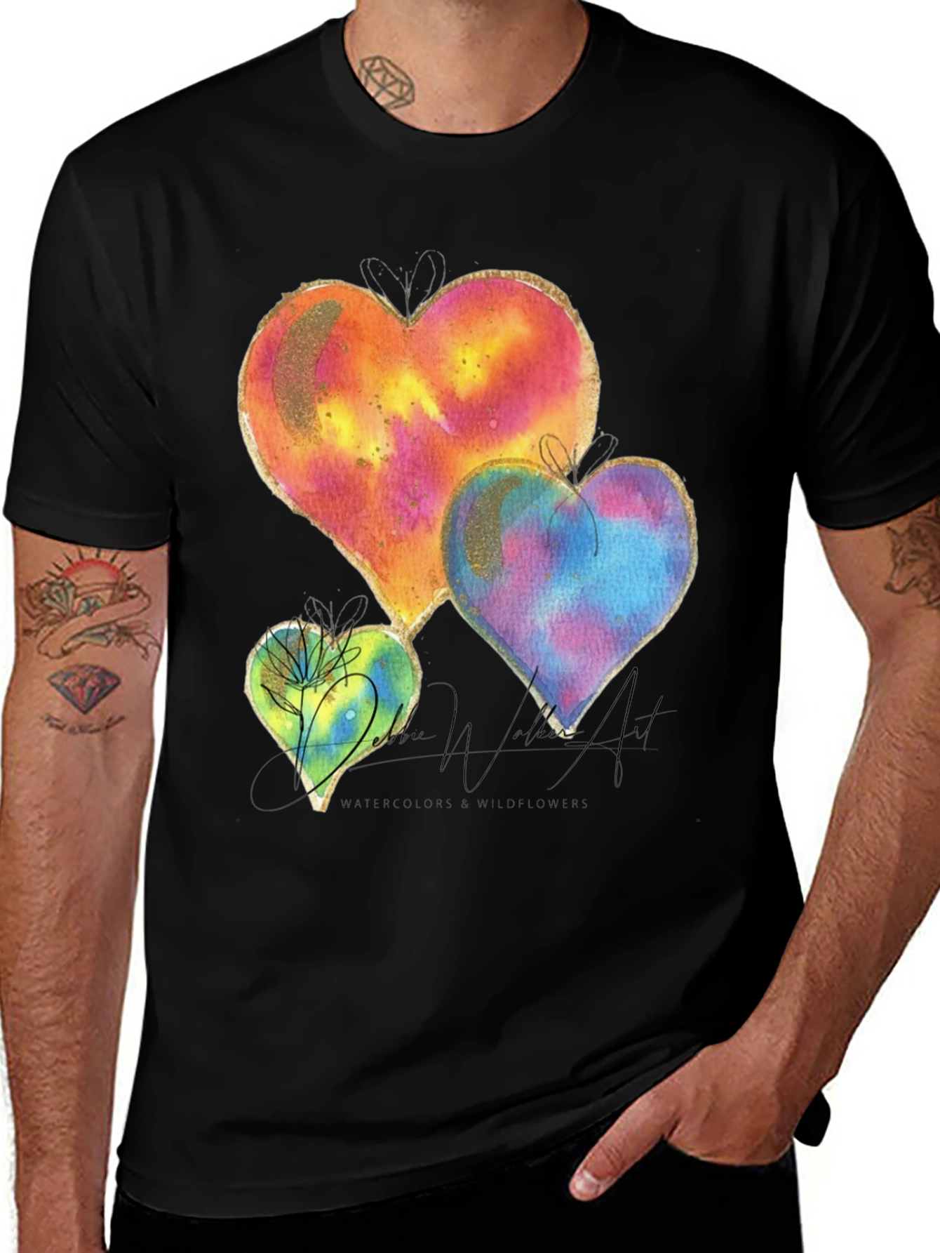 Watercolor Hearts Graphic Tee