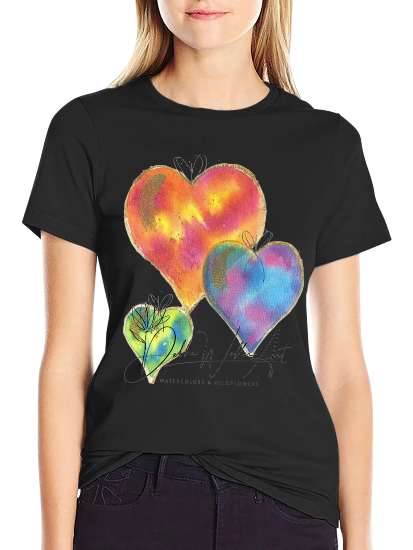 Watercolor Hearts Graphic Tee