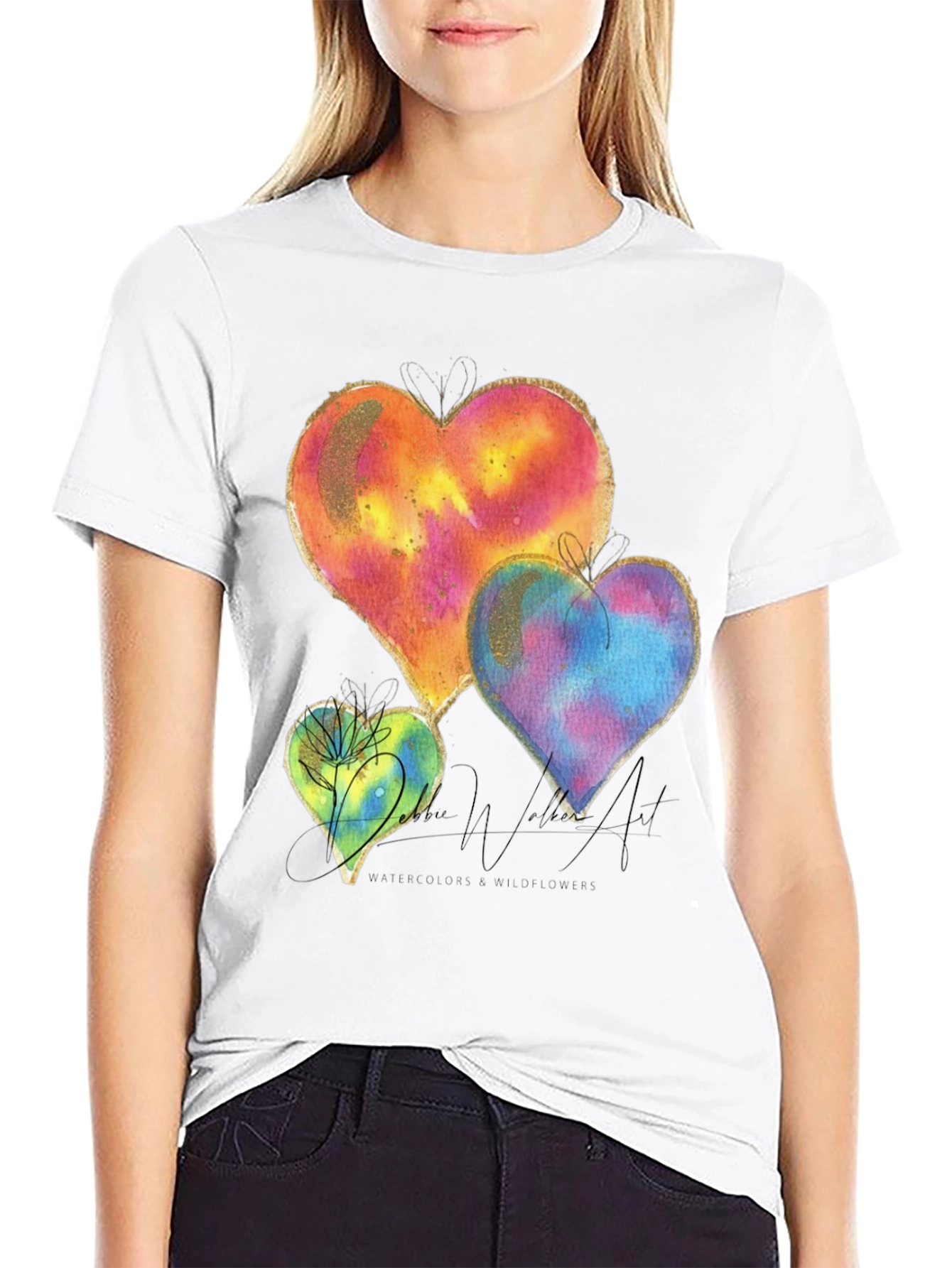 Watercolor Hearts Graphic Tee