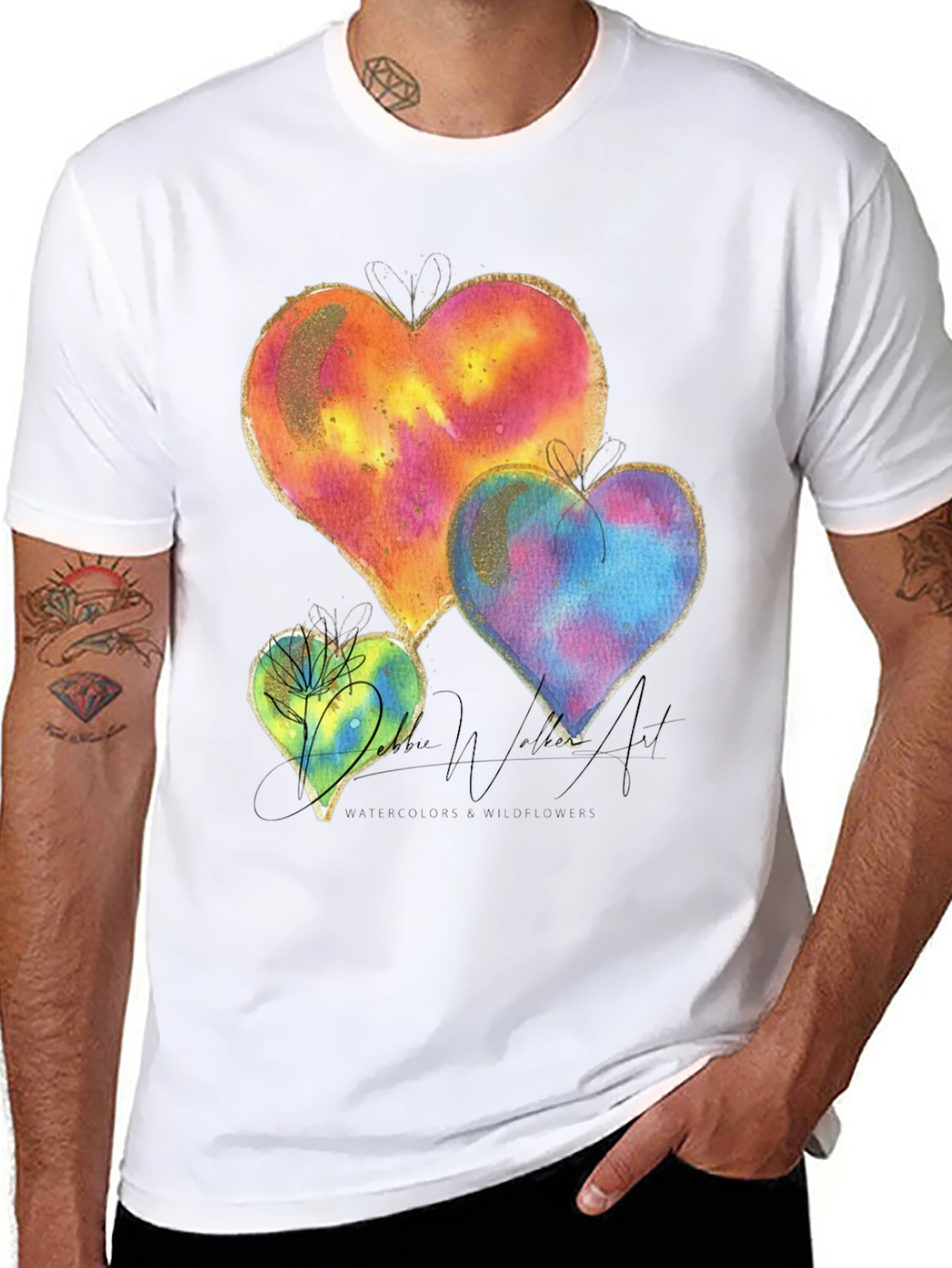 Watercolor Hearts Graphic Tee