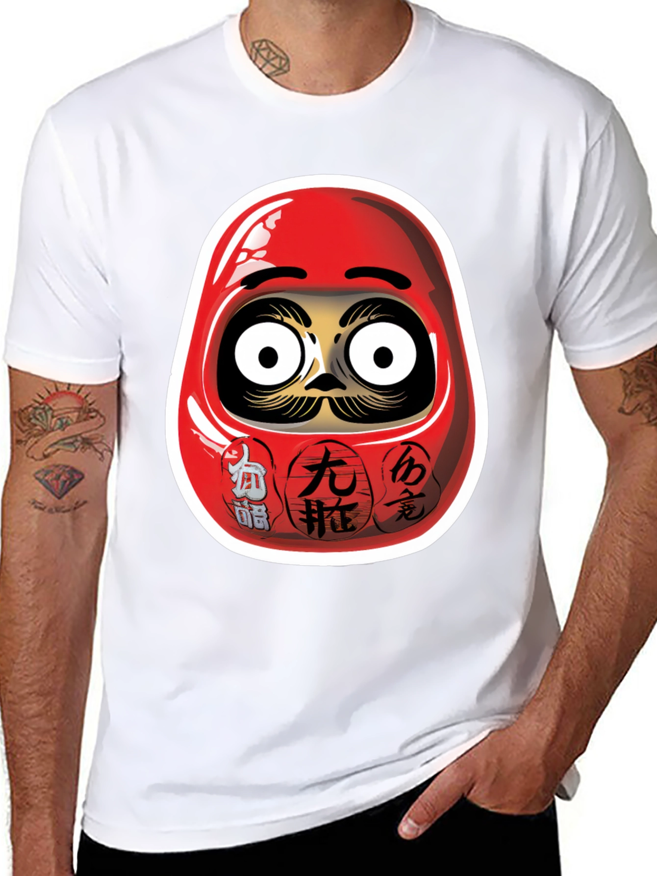 Daruma Doll Graphic Black T-Shirt