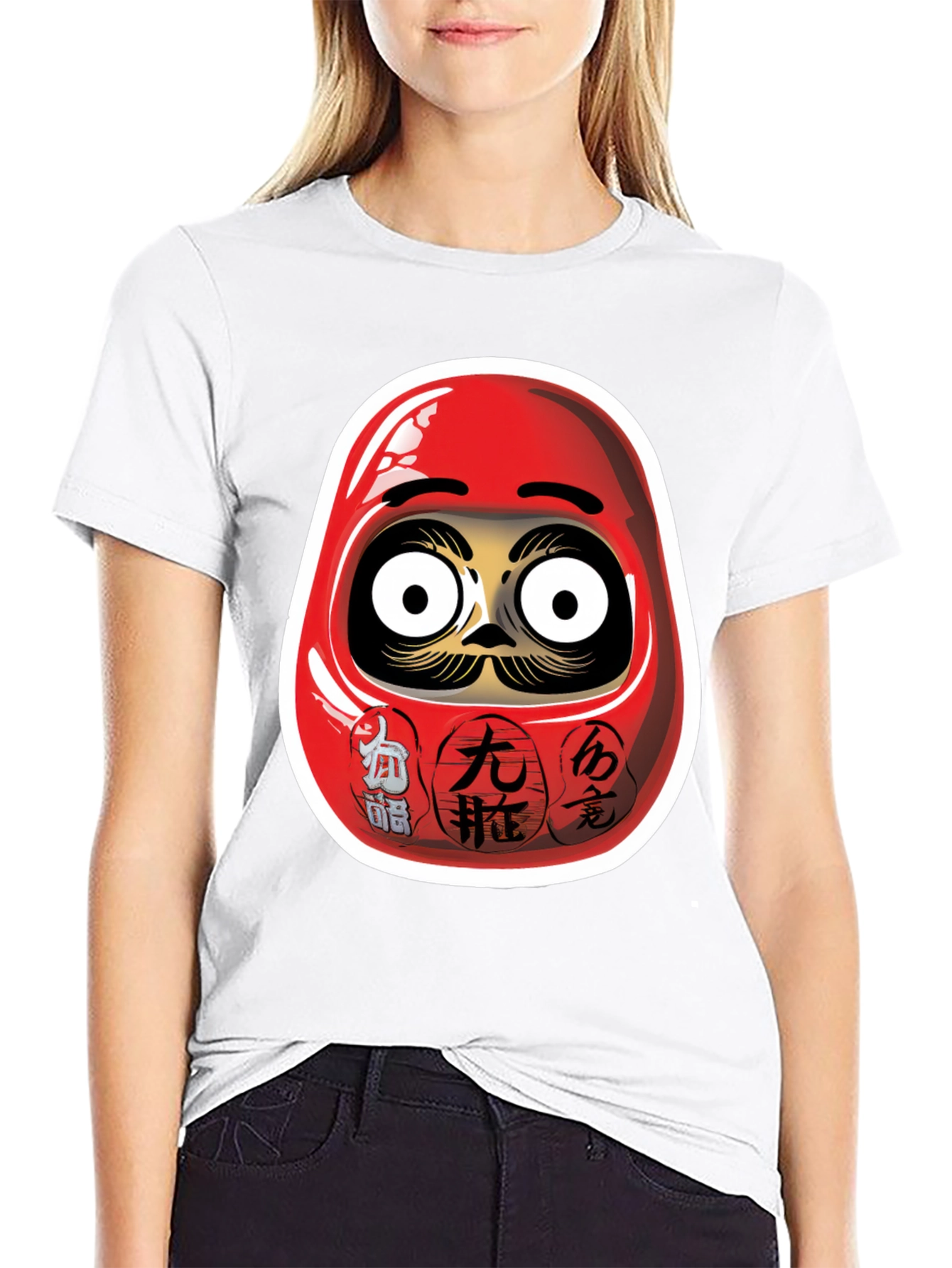 Daruma Doll Graphic Black T-Shirt