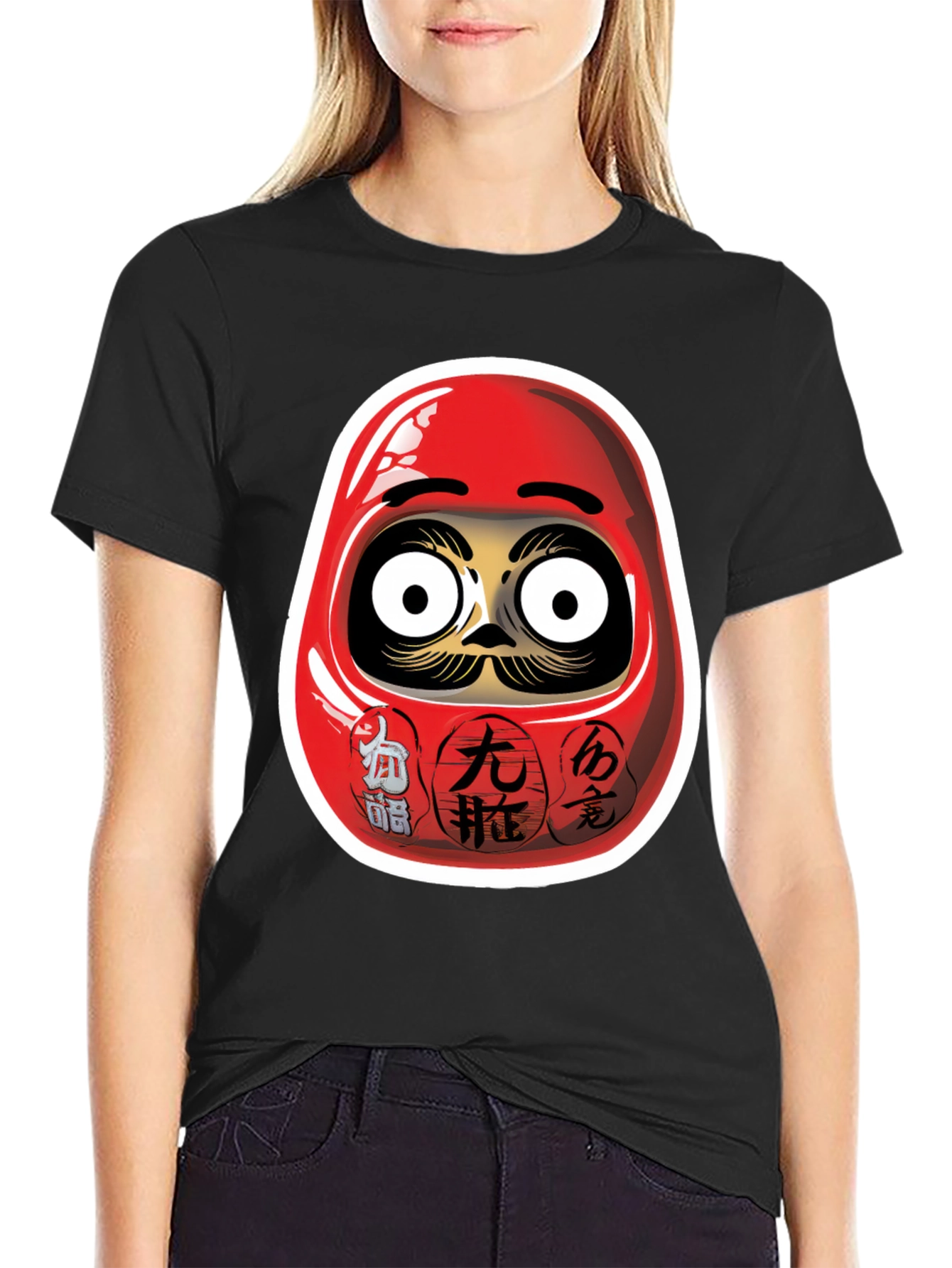 Daruma Doll Graphic Black T-Shirt