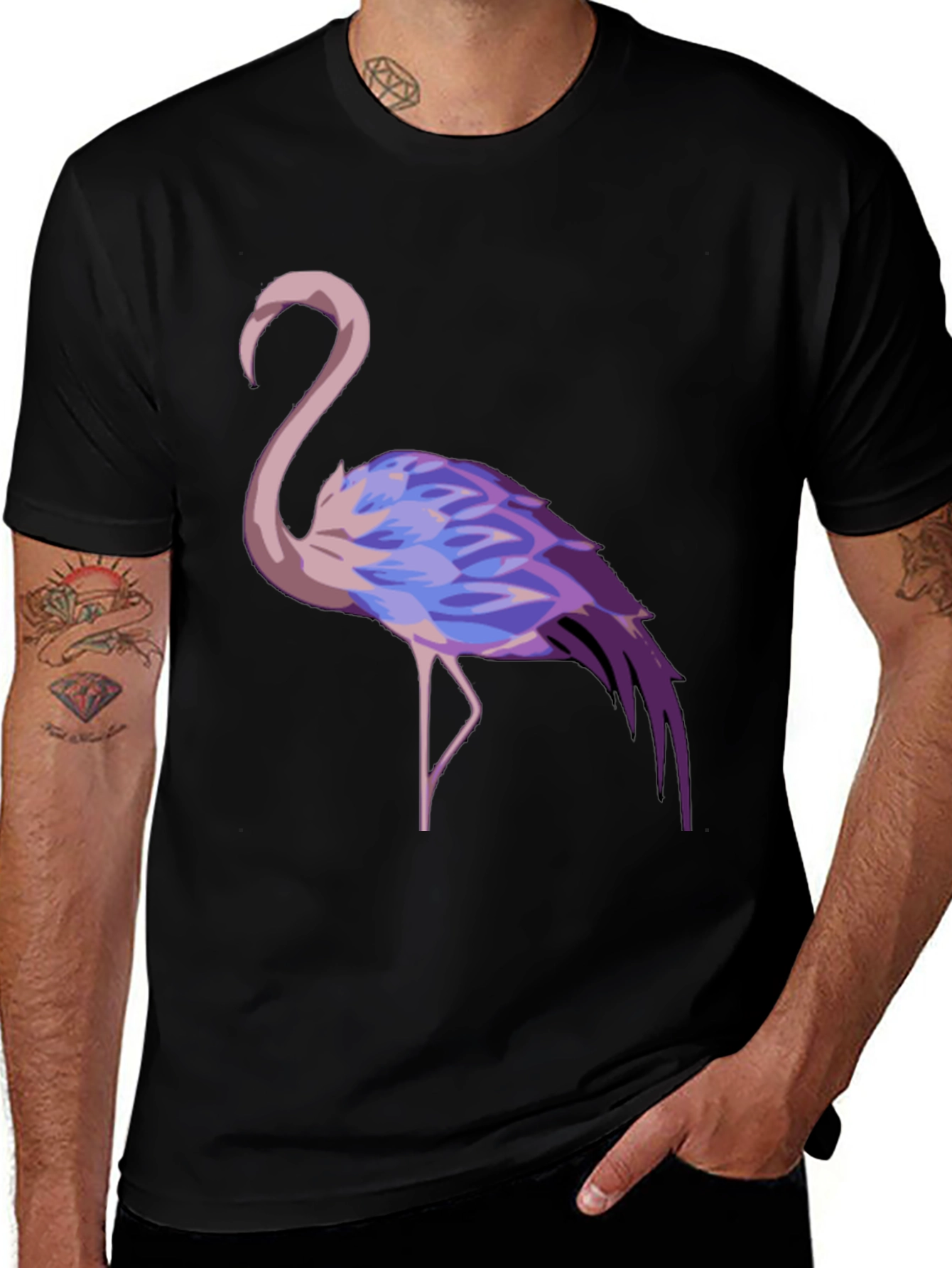 Flamingo Graphic Tee - Stylish Black T-Shirt