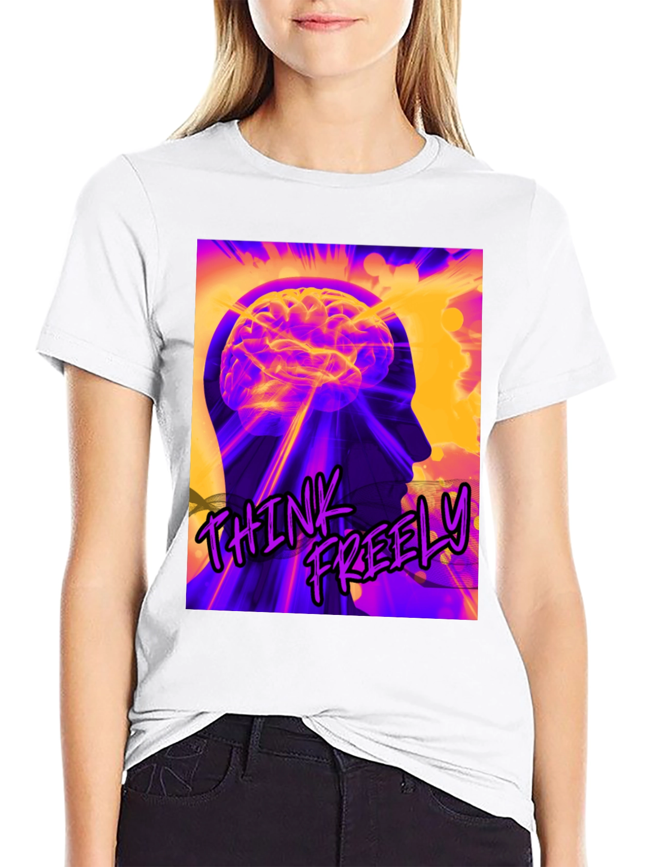 Think Freely Graphic T-Shirt - Brain Power Tee