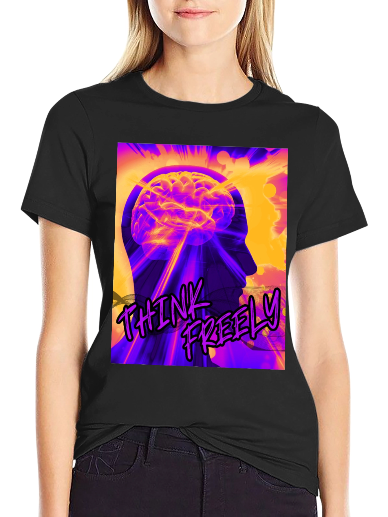 Think Freely Graphic T-Shirt - Brain Power Tee