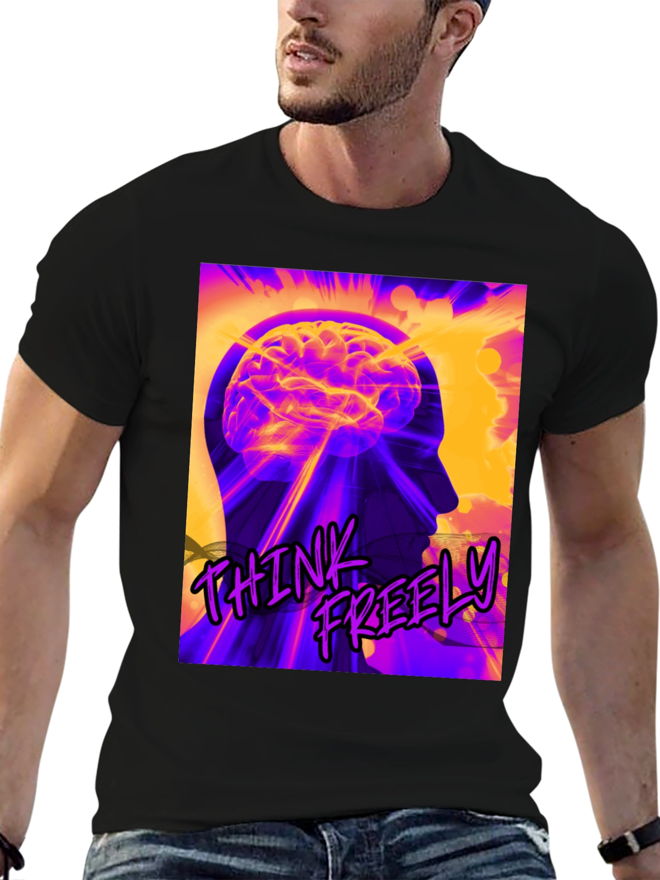 Think Freely Graphic T-Shirt - Brain Power Tee