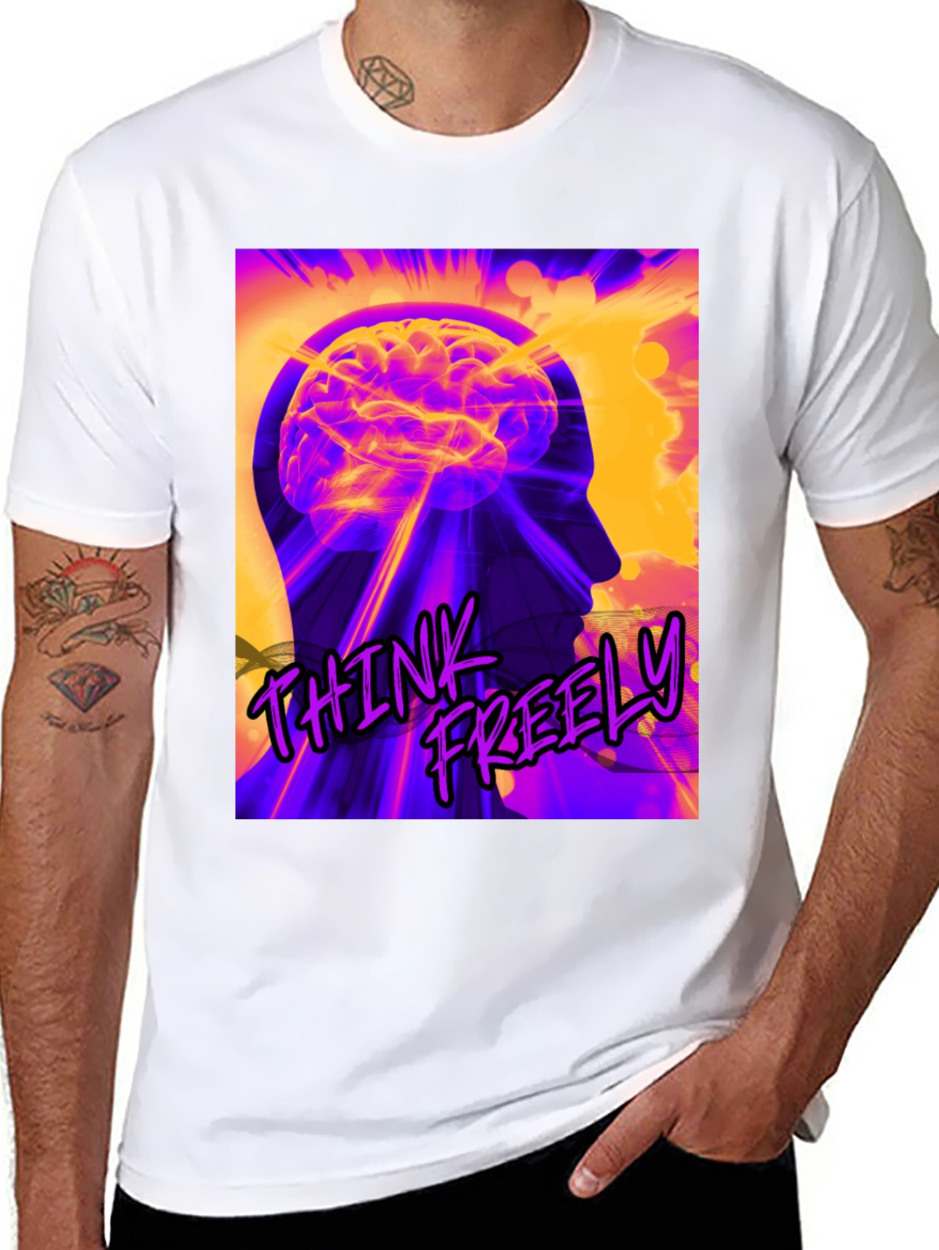 Think Freely Graphic T-Shirt - Brain Power Tee