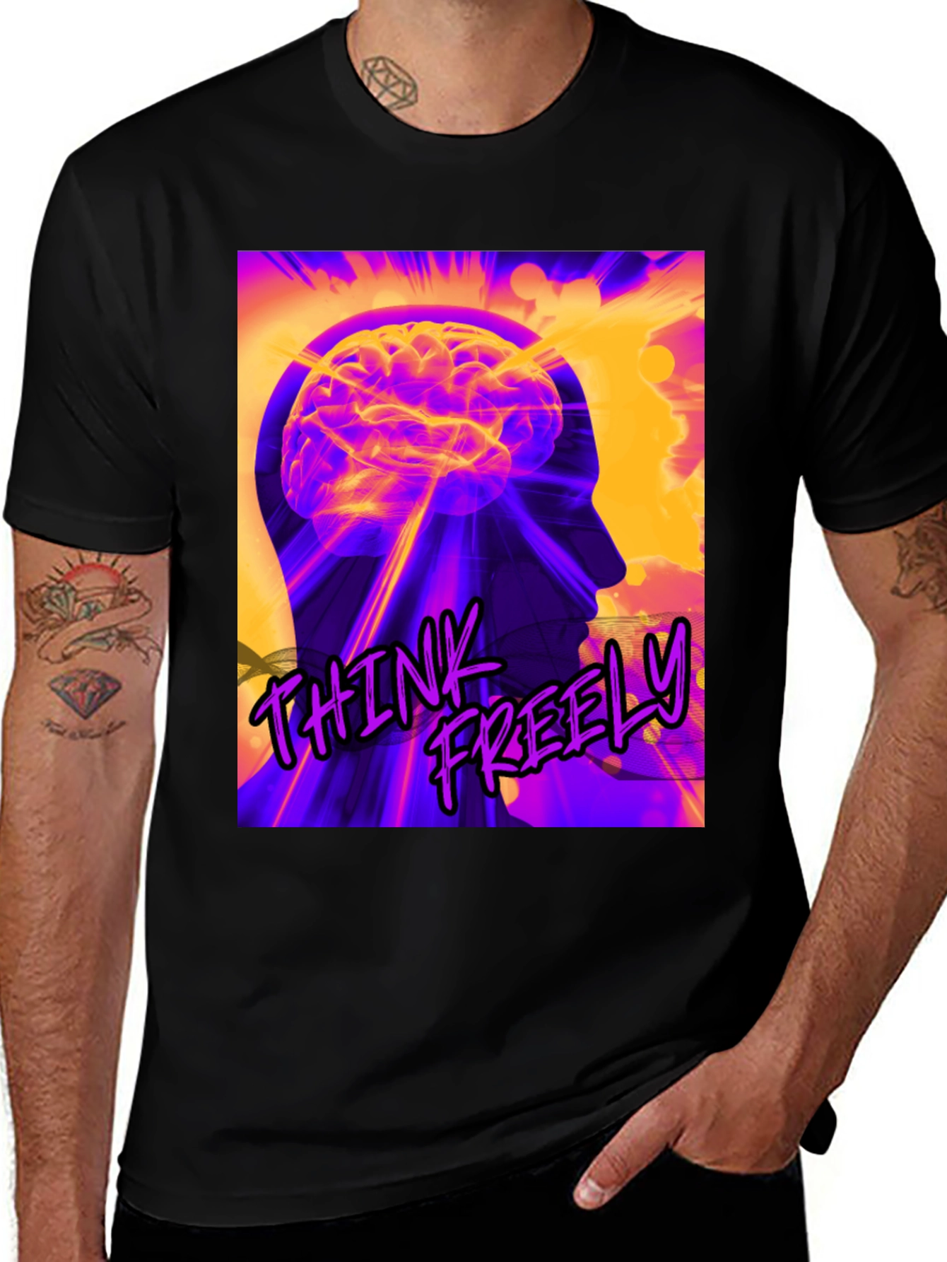 Think Freely Graphic T-Shirt - Brain Power Tee