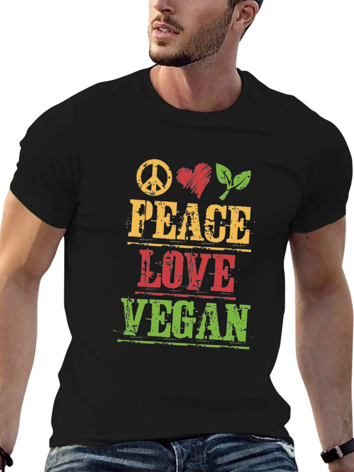 Peace Love Vegan Graphic T-Shirt - Unisex