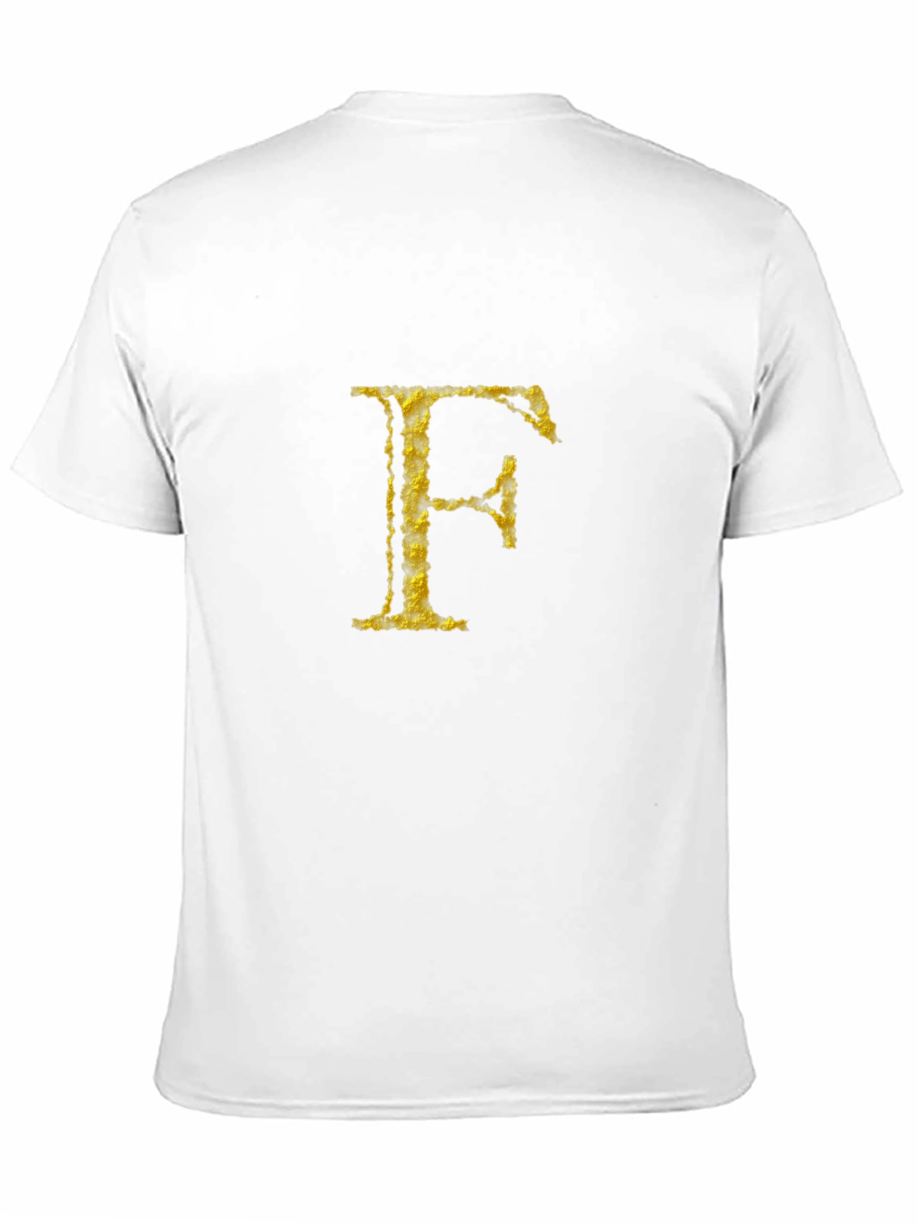 Mens Black T-Shirt with Golden Letter F Design