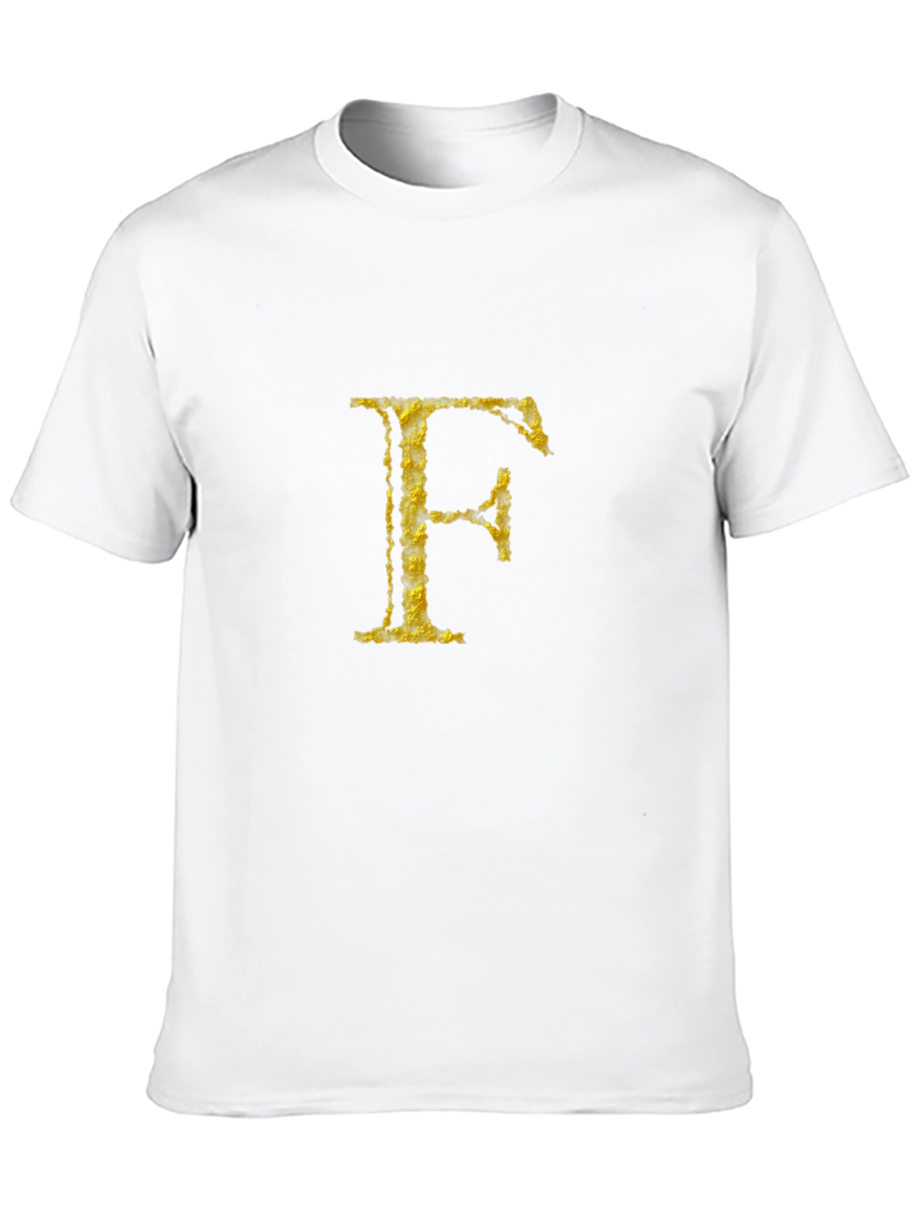 Mens Black T-Shirt with Golden Letter F Design
