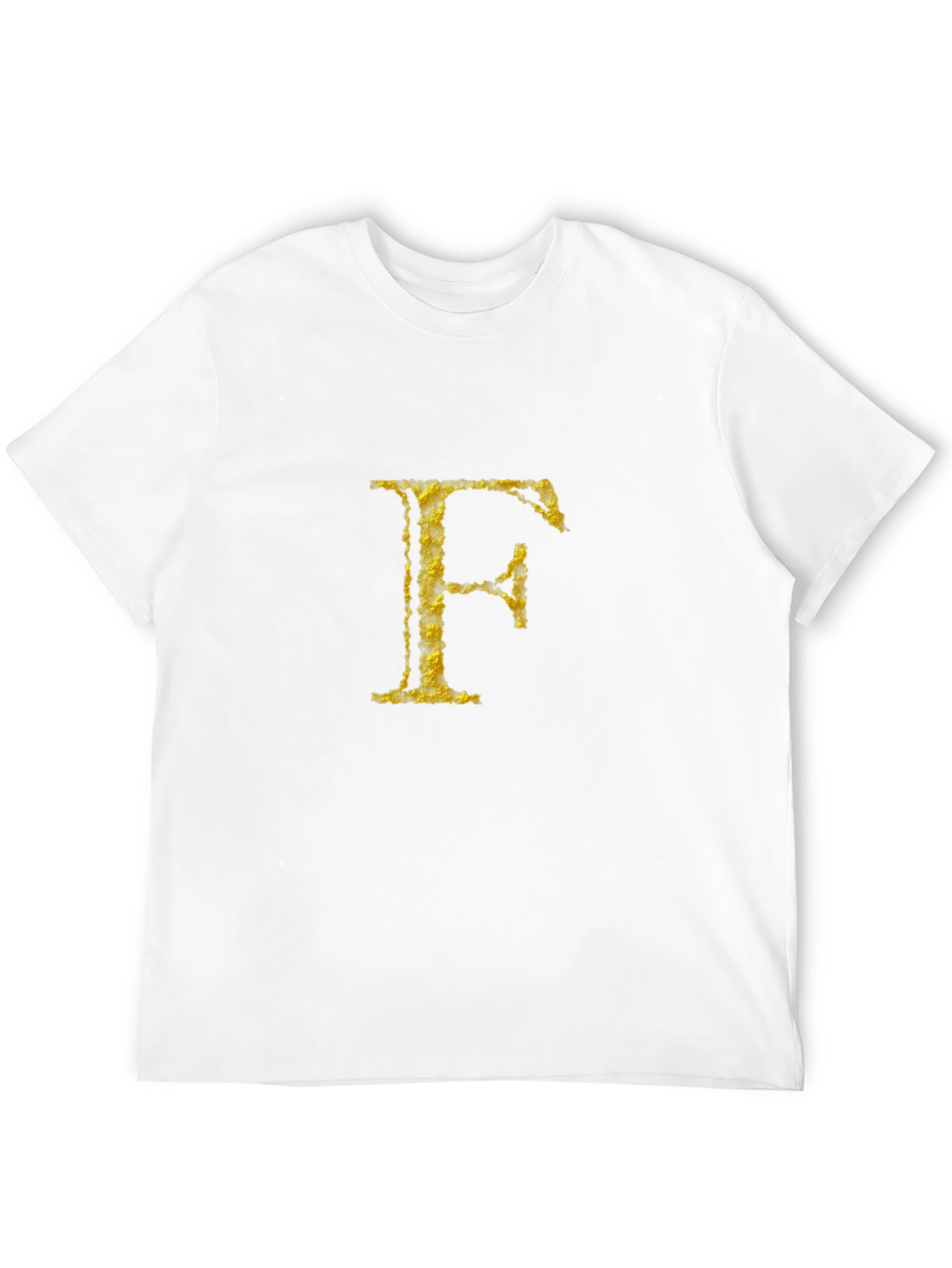 Mens Black T-Shirt with Golden Letter F Design