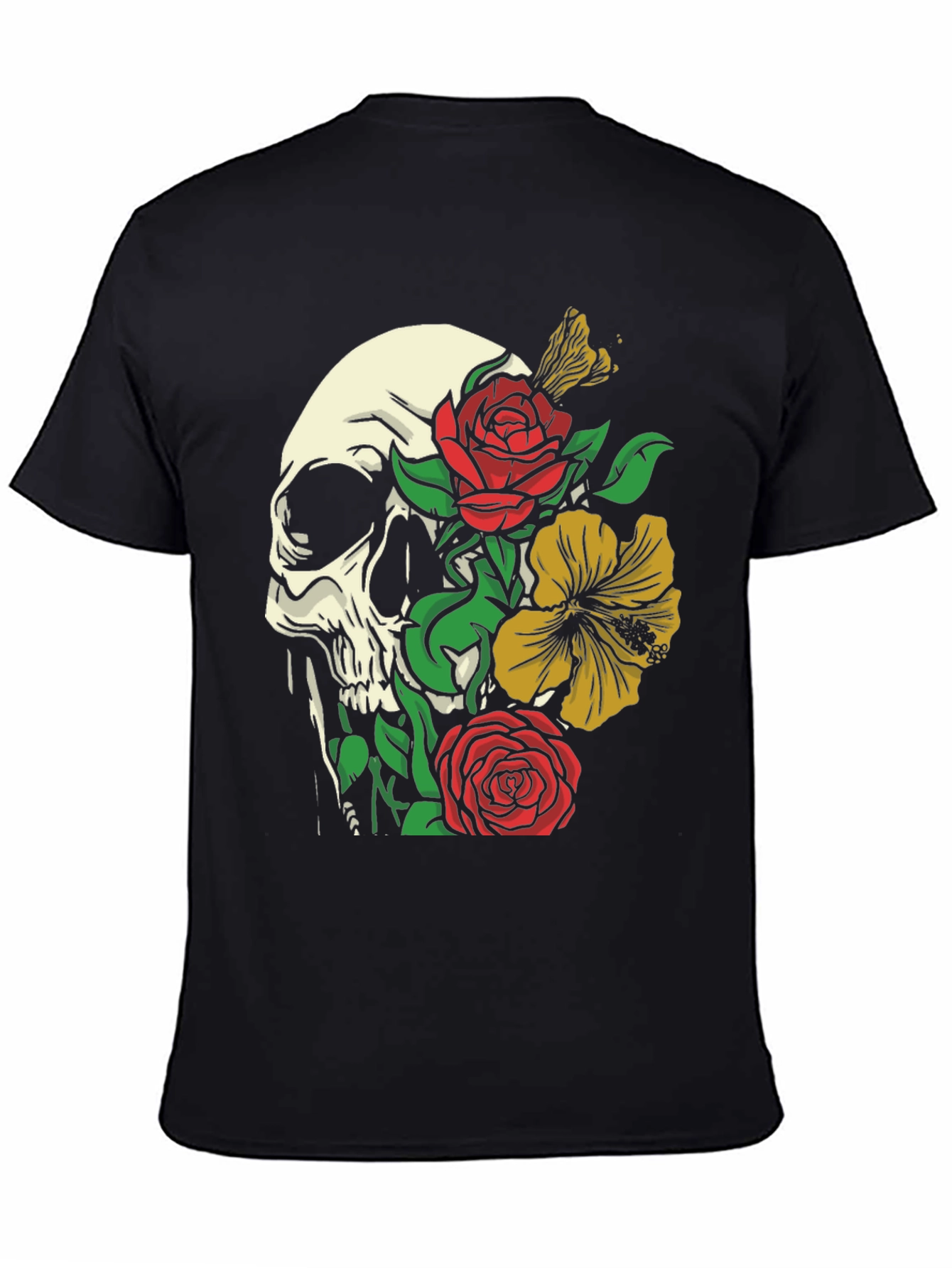 Skull & Floral Graphic Tee - Trendy Style