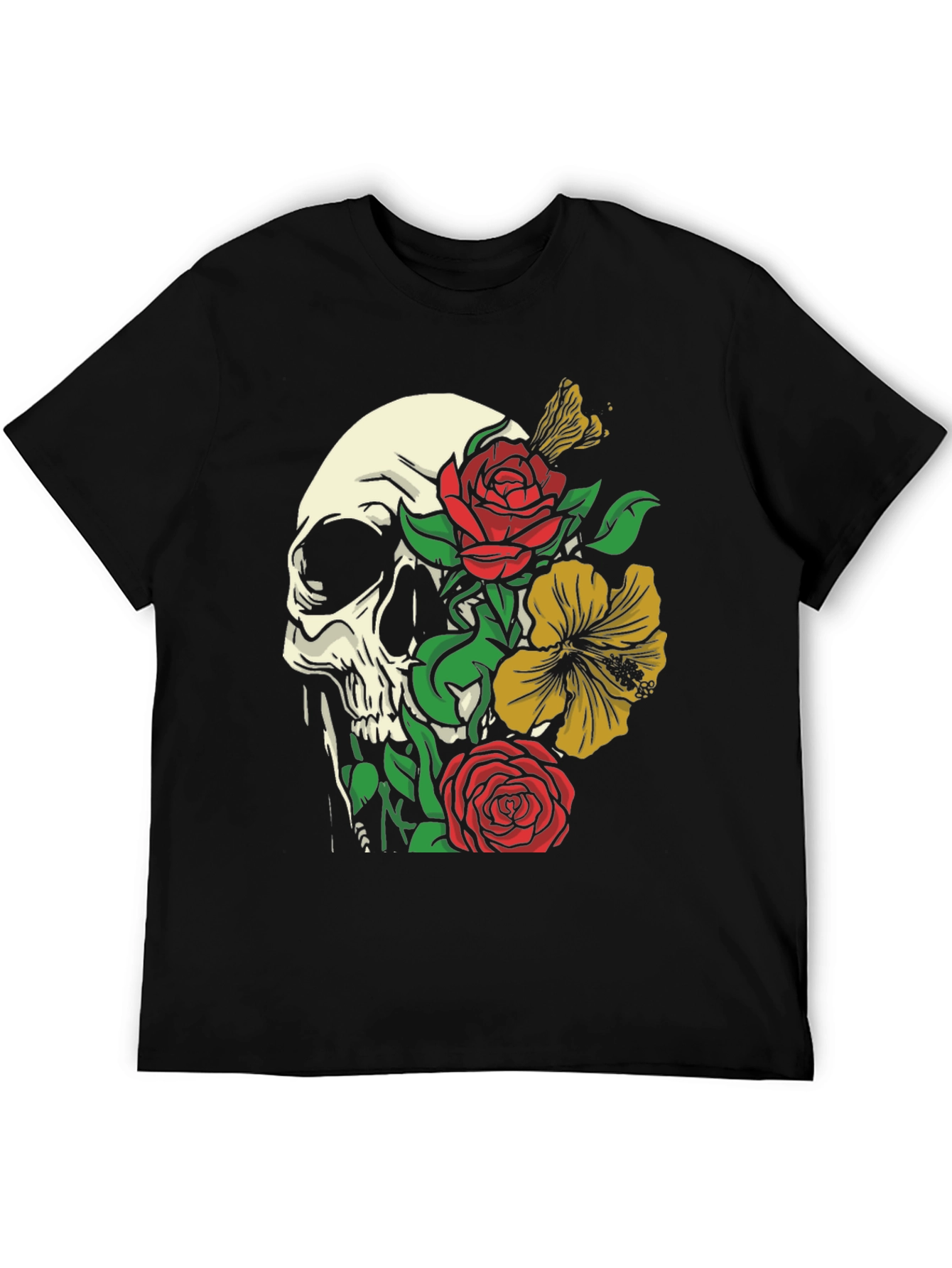 Skull & Floral Graphic Tee - Trendy Style