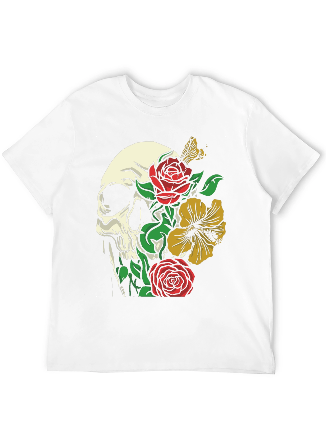 Skull & Floral Graphic Tee - Trendy Style