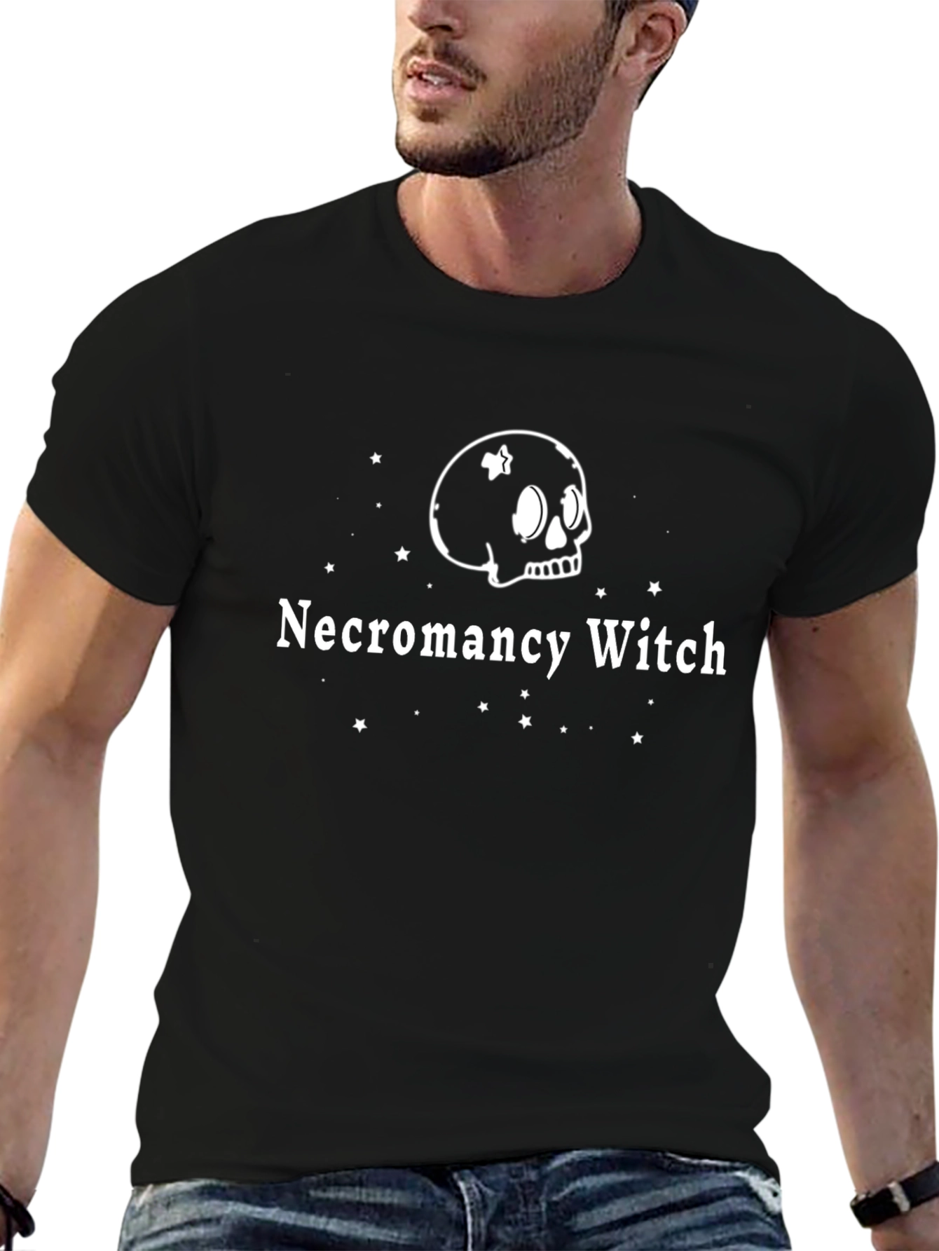 Necromancy Witch Graphic T-Shirt - Skull & Stars