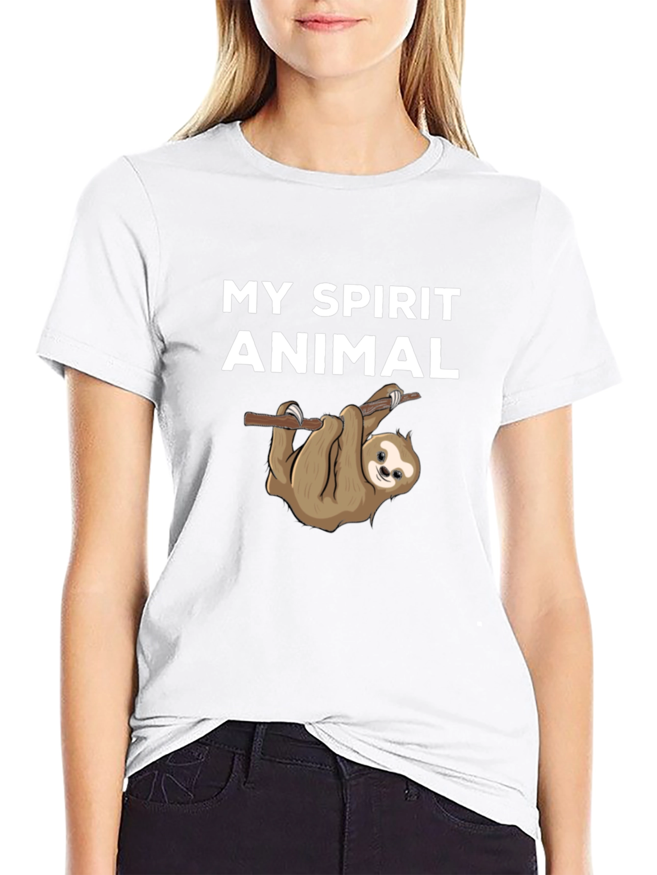My Spirit Animal Sloth T-Shirt Black Cotton