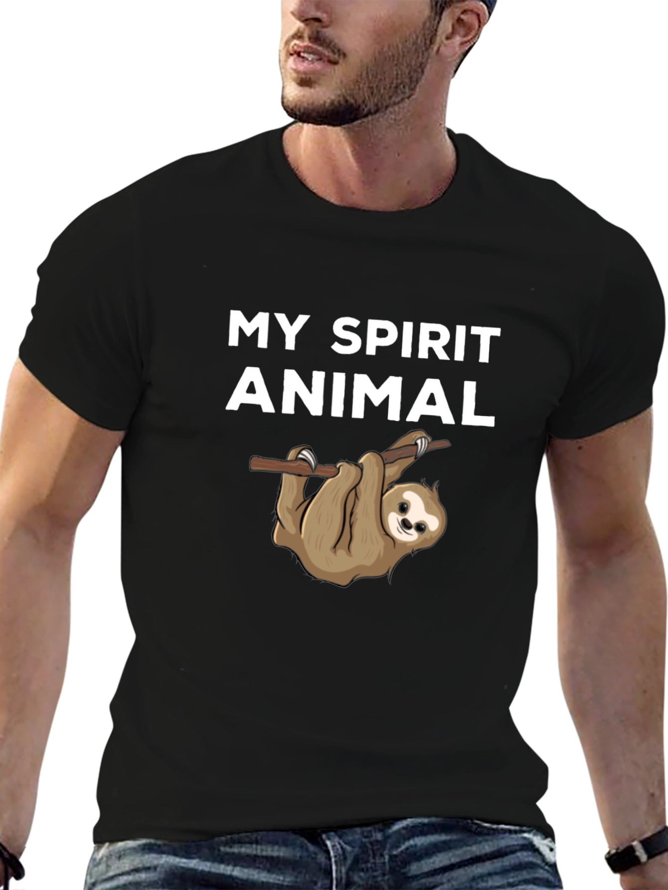My Spirit Animal Sloth T-Shirt Black Cotton
