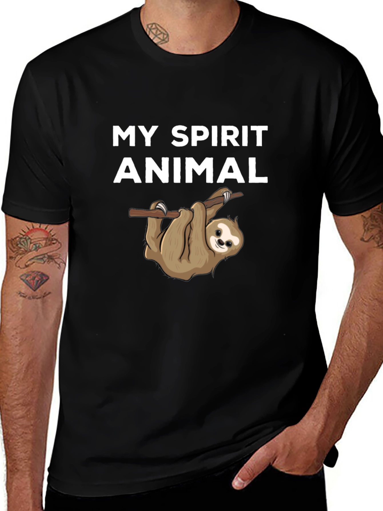 My Spirit Animal Sloth T-Shirt Black Cotton