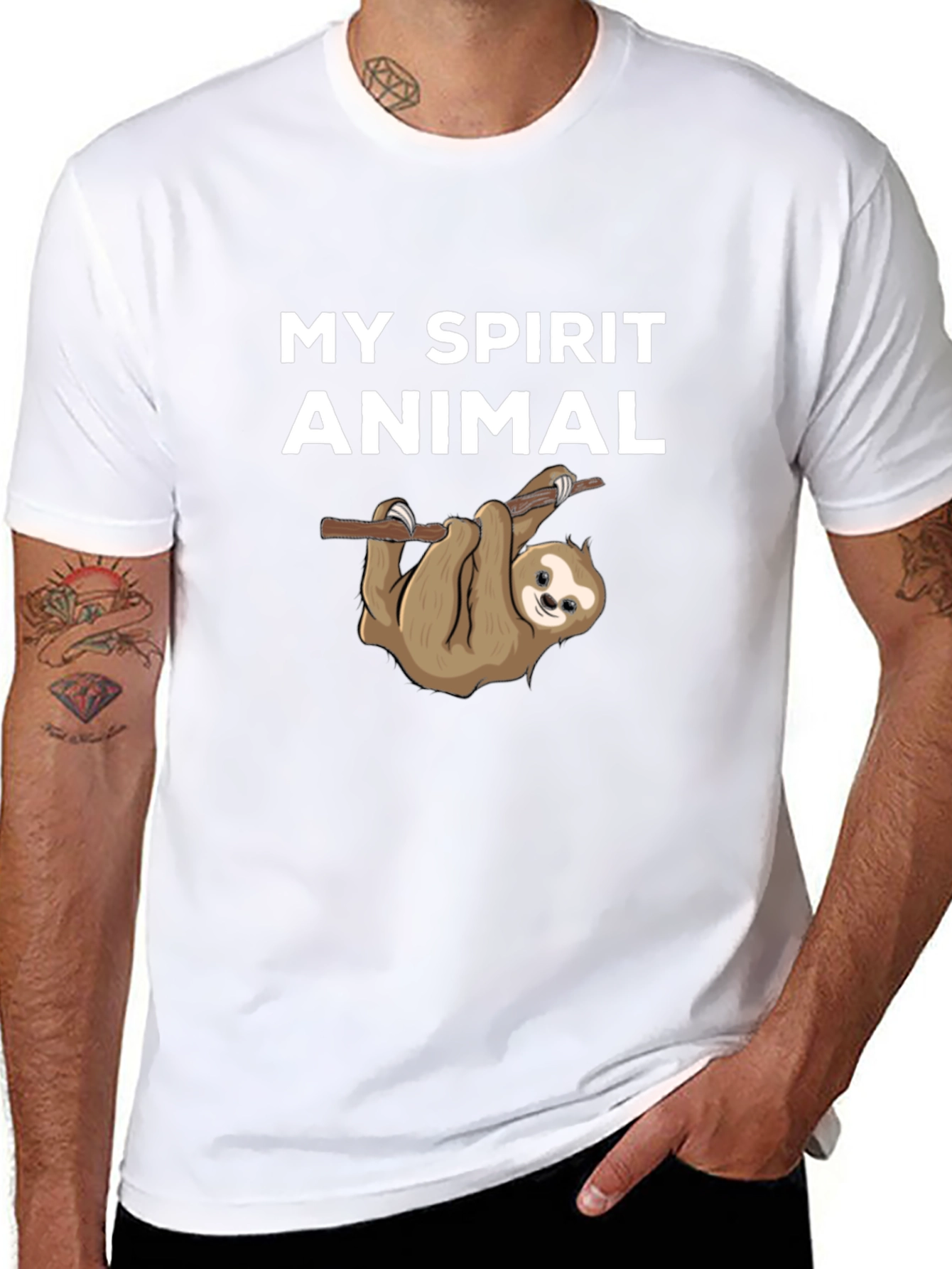 My Spirit Animal Sloth T-Shirt Black Cotton
