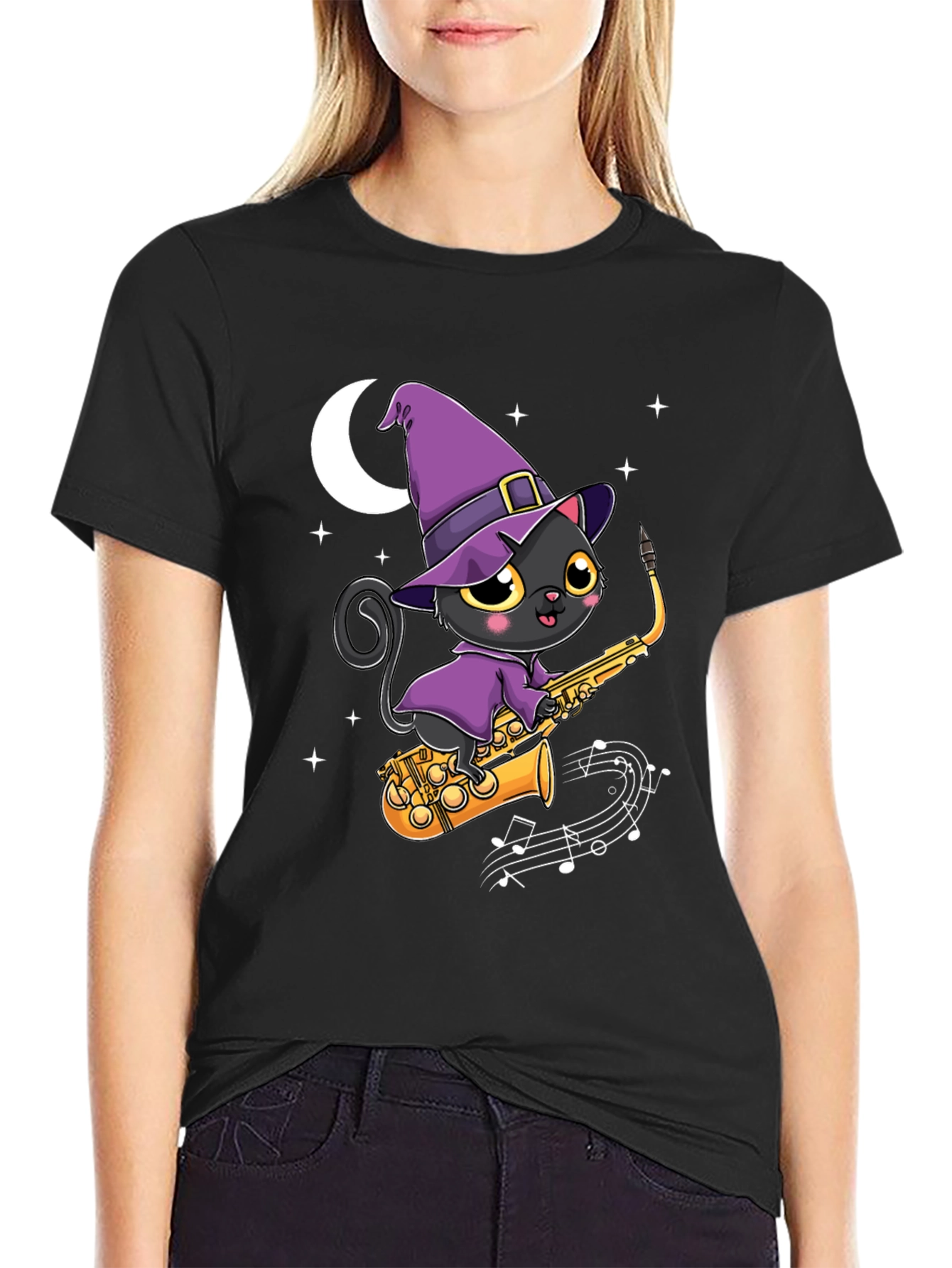 Witch Cat Saxophone T-Shirt