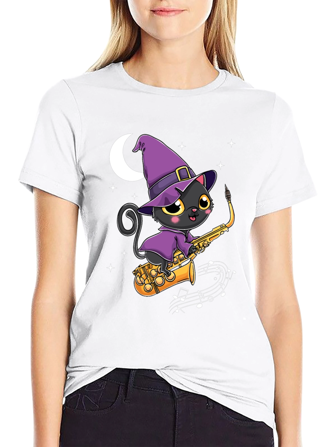 Witch Cat Saxophone T-Shirt