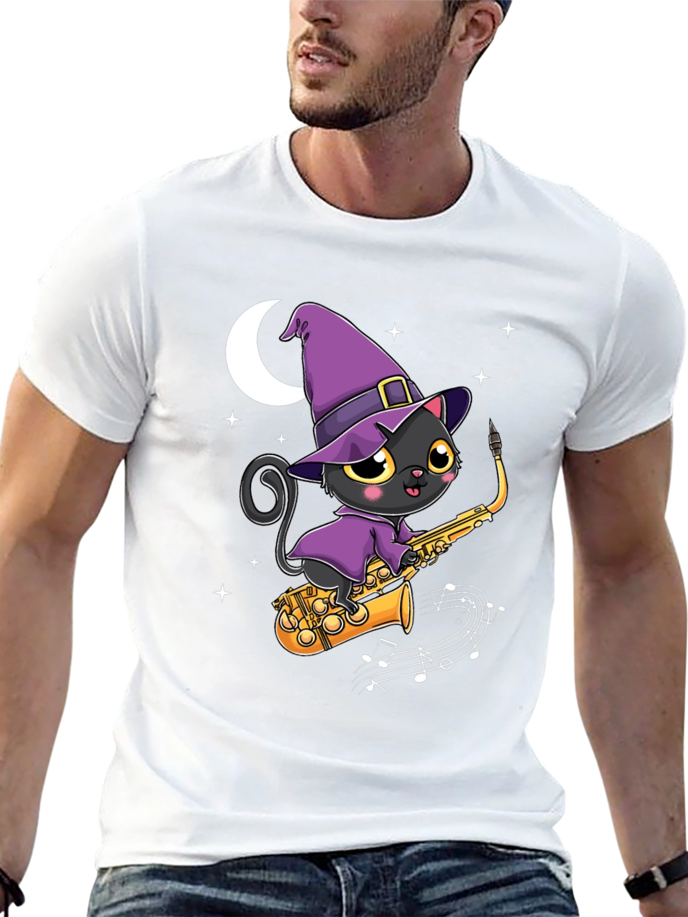 Witch Cat Saxophone T-Shirt